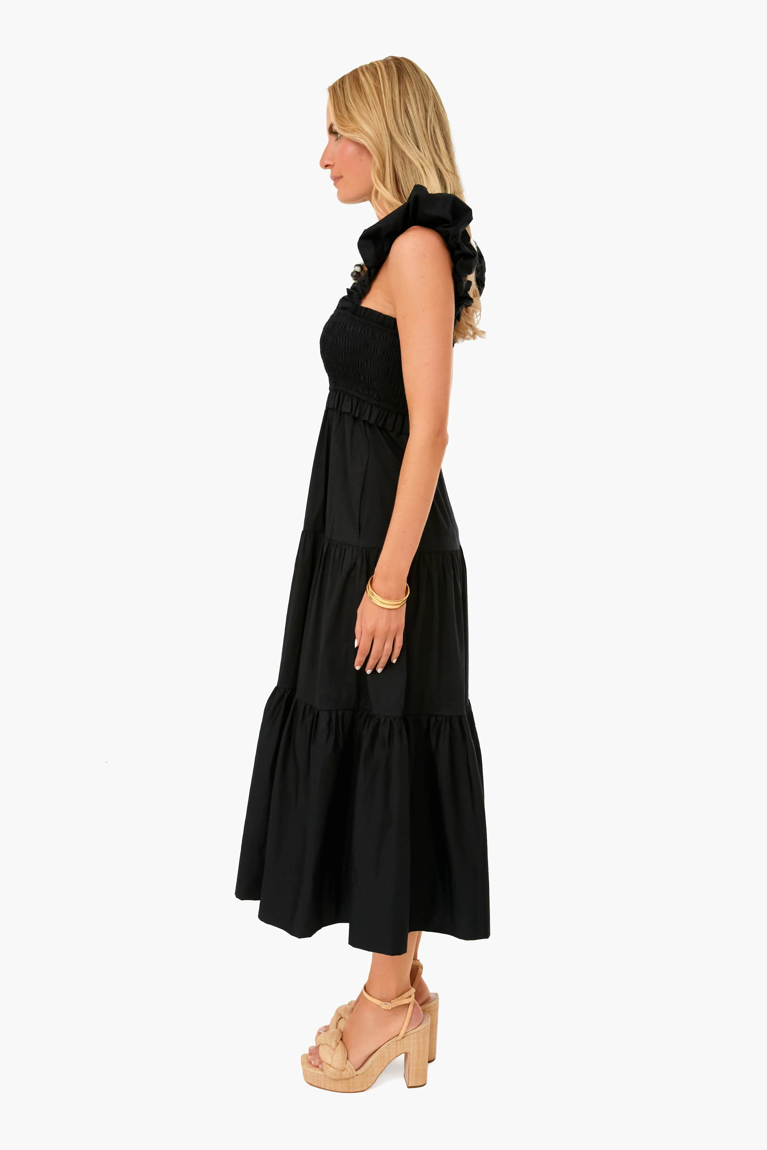 Black Sloane Sleeveless Smocked Dress - Image 3