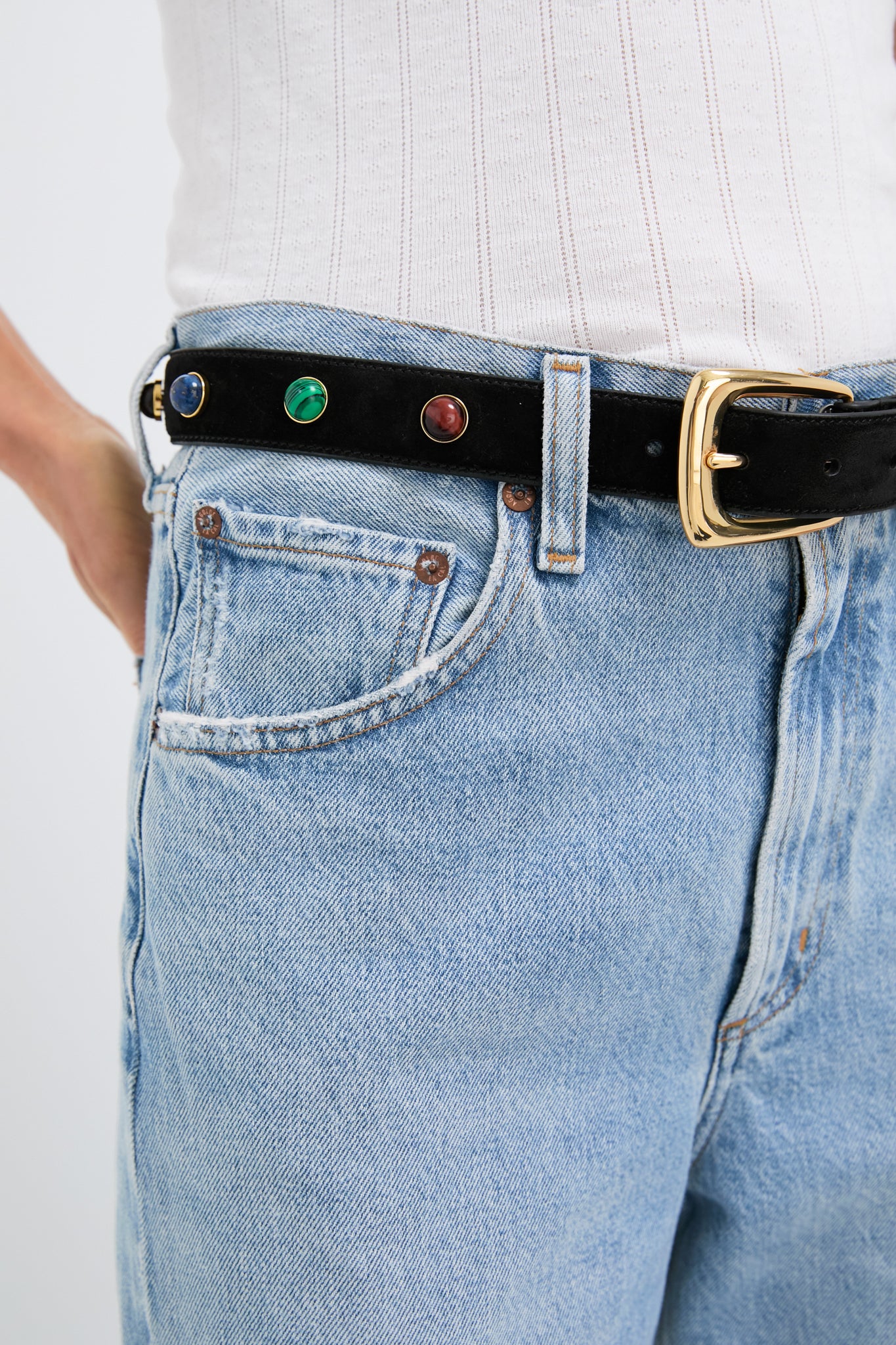 Black Stone Embellished Harness Belt - Image 2