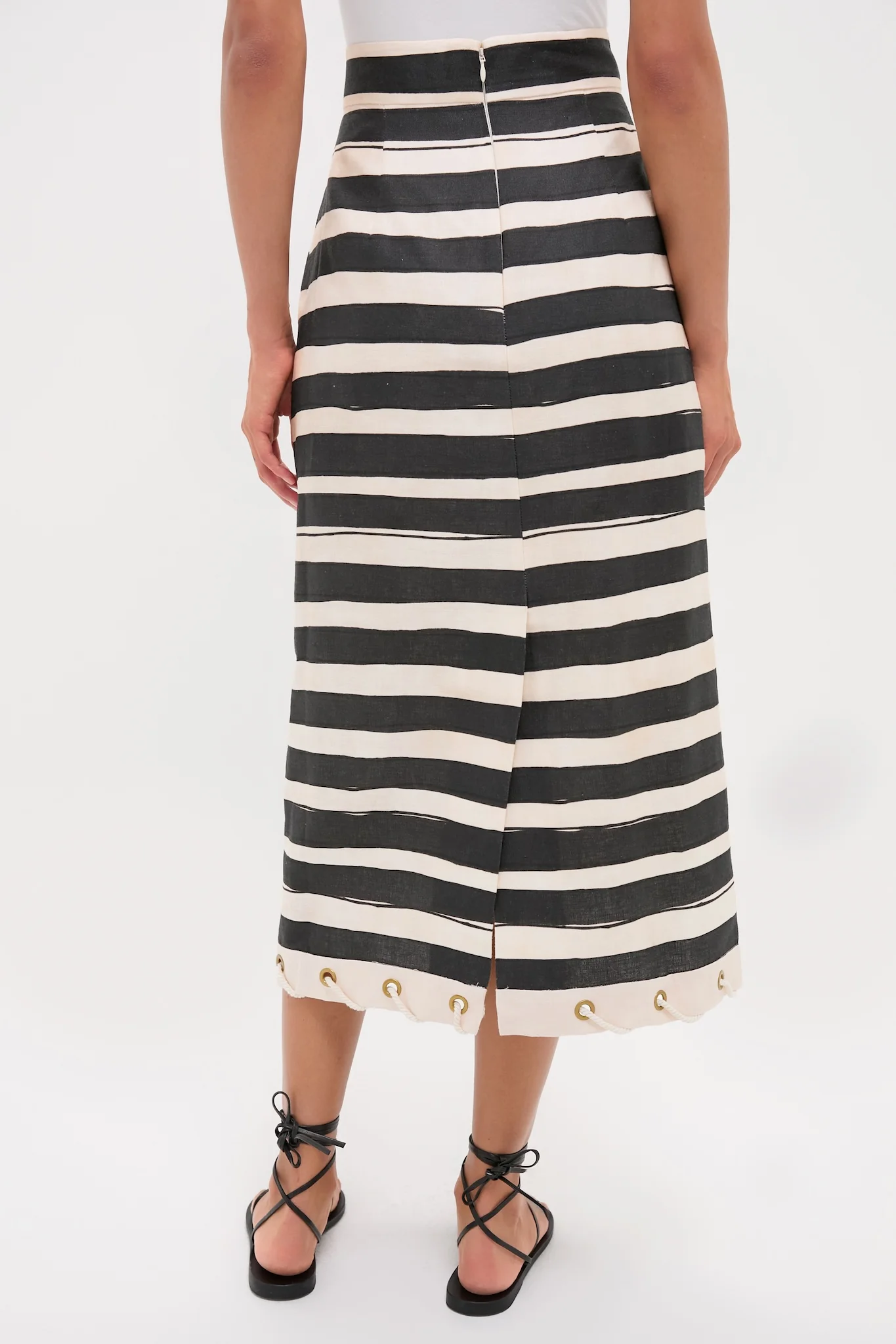 Black Stripe Story Pencil Skirt - Image 4