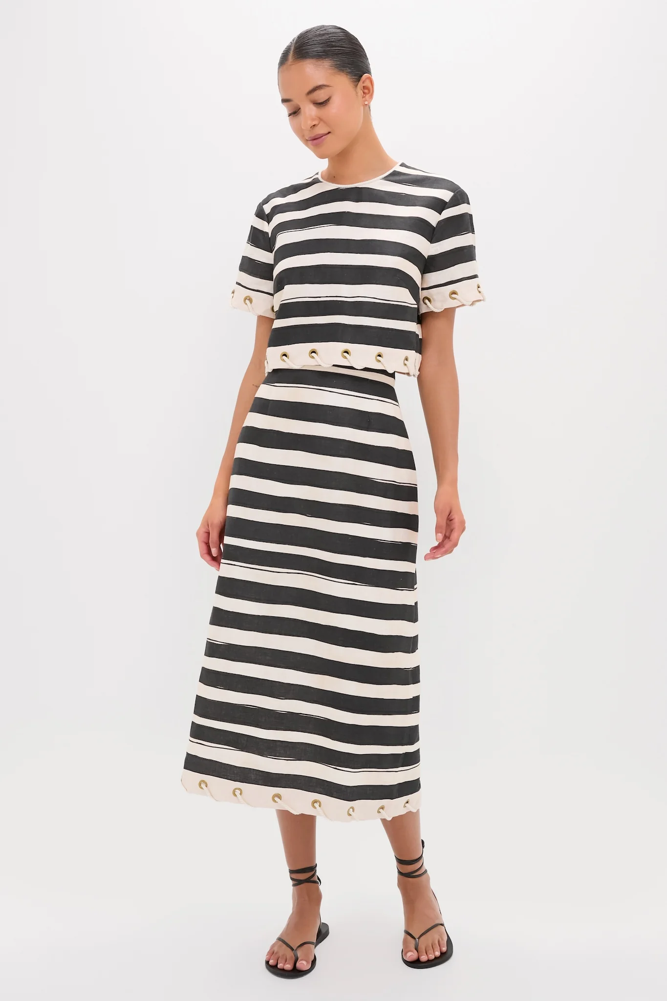 Black Stripe Story Pencil Skirt - Image 6