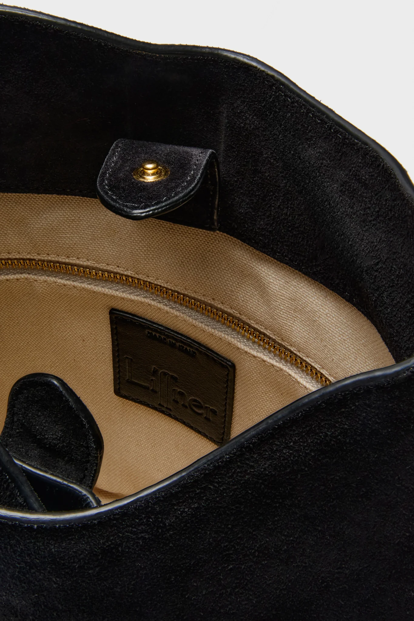 Black Suede Belted Bucket Bag - Image 5