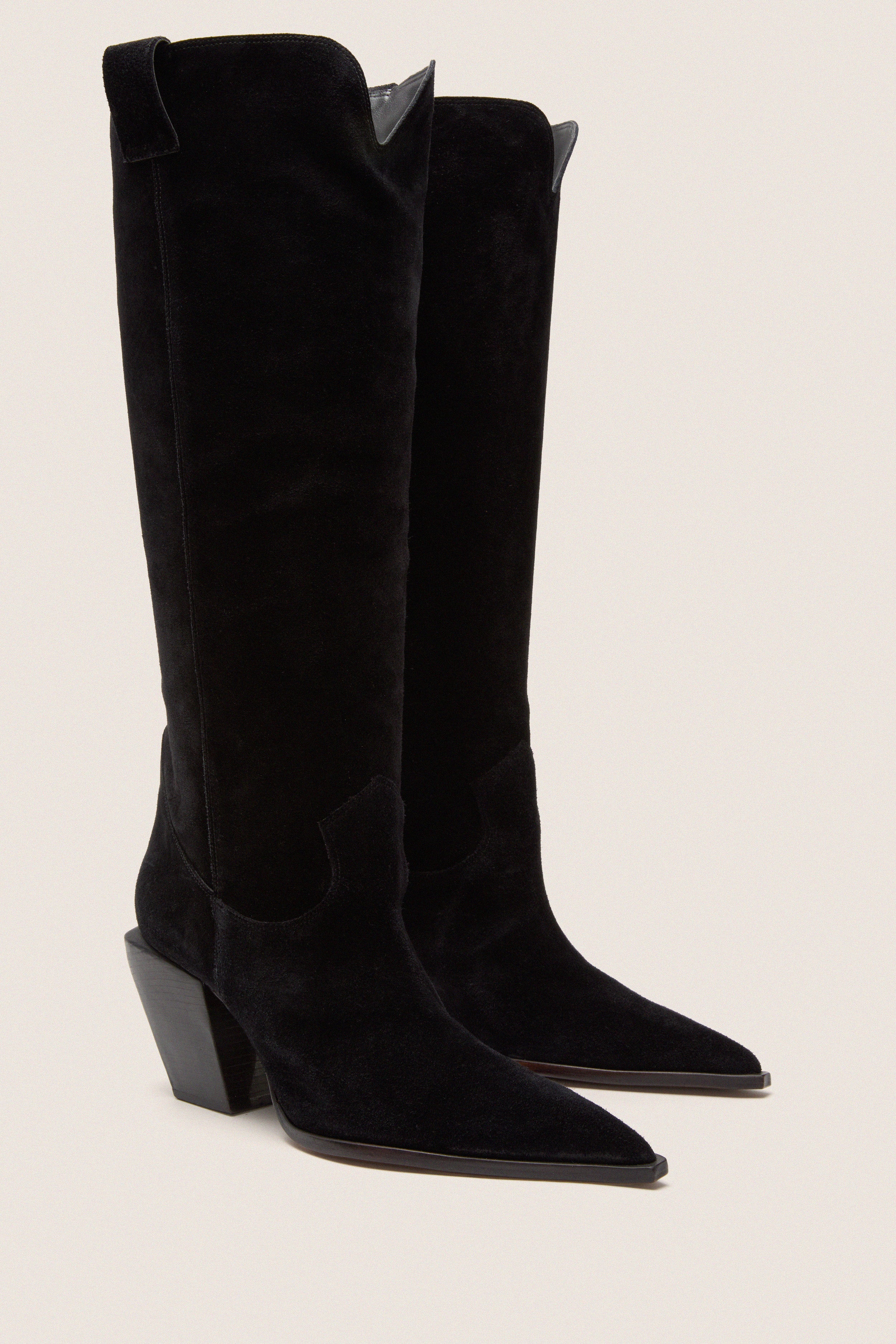 Black Suede Maine Up Boots - Image 4