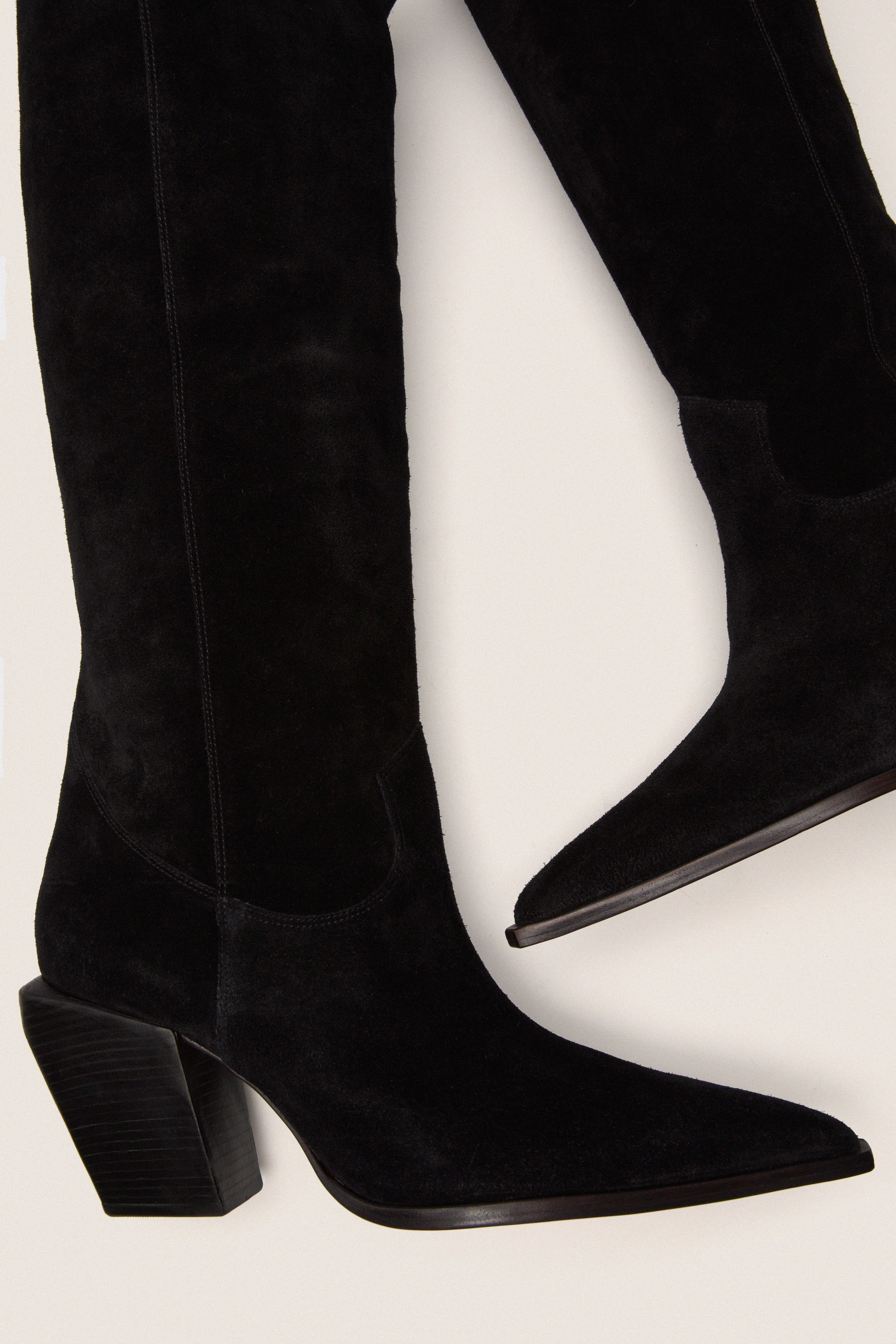 Black Suede Maine Up Boots - Image 5