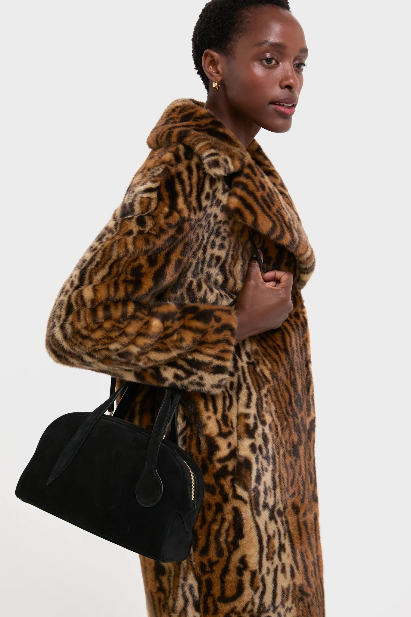 Black Suede Mini Bowling Bag - Image 2