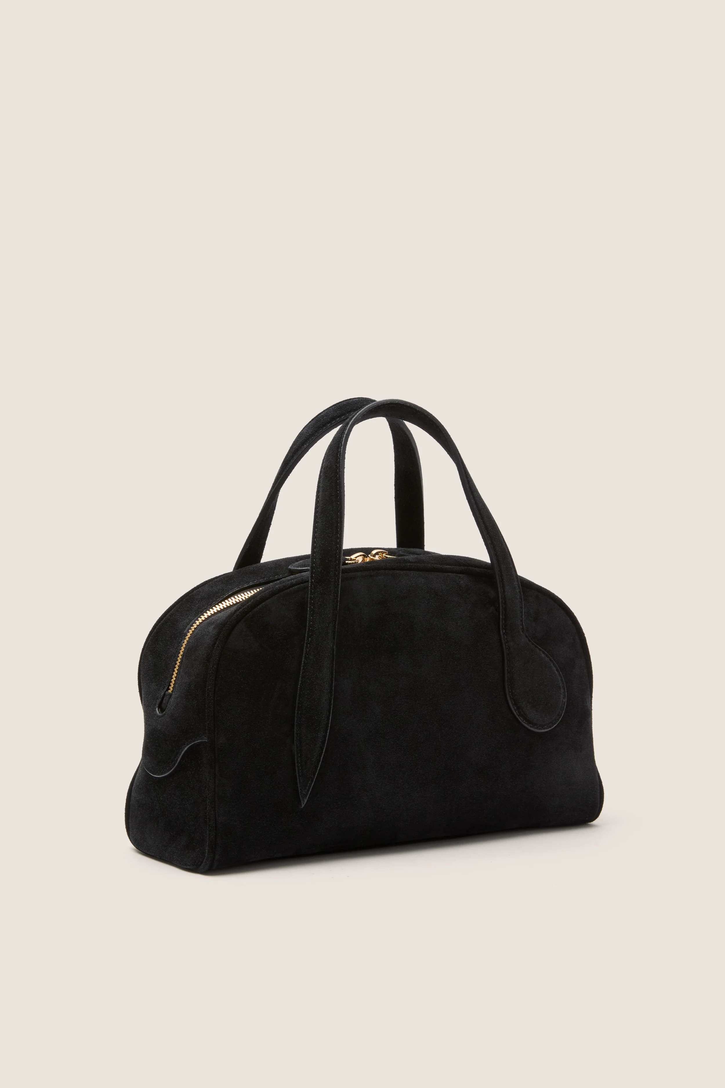 Black Suede Mini Bowling Bag - Image 3