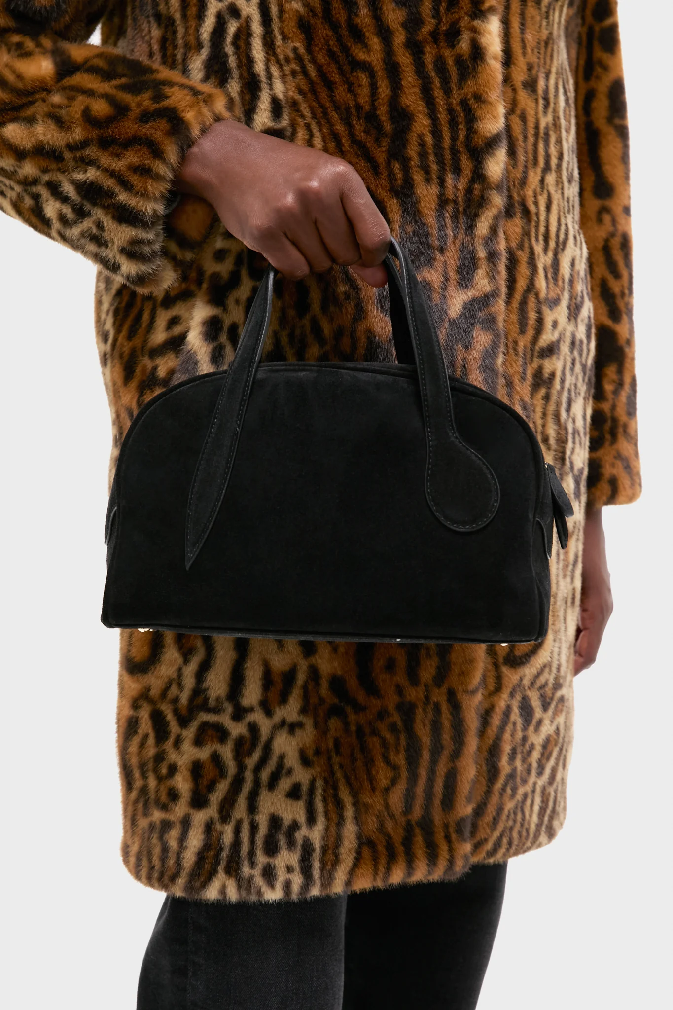 Black Suede Mini Bowling Bag - Image 4
