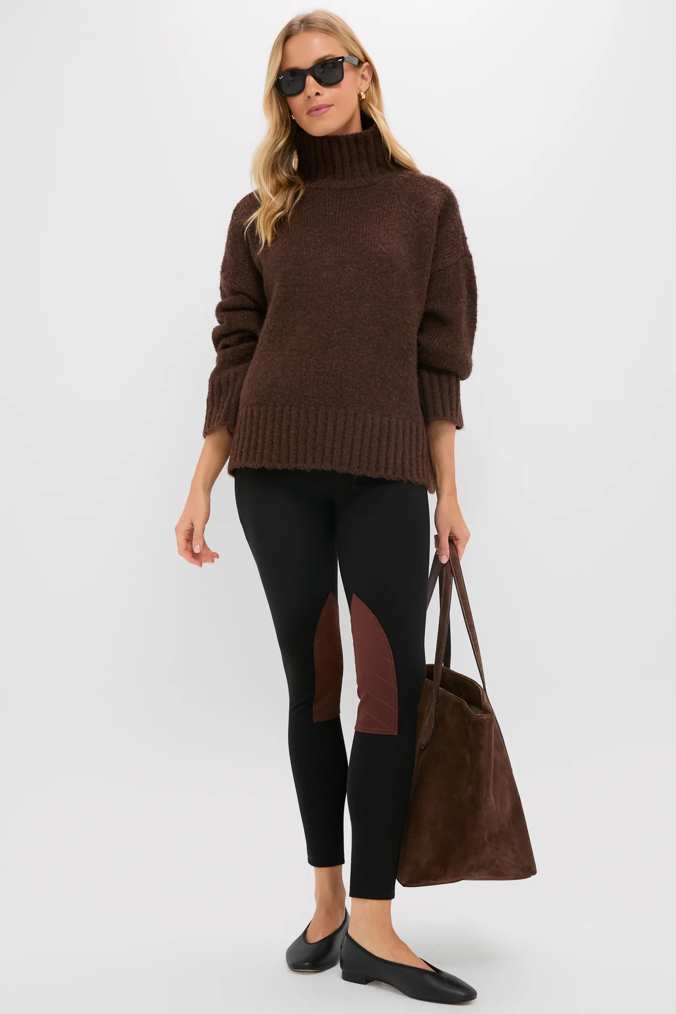 Black Suede Patch Hughes Riding Legging - Image 6