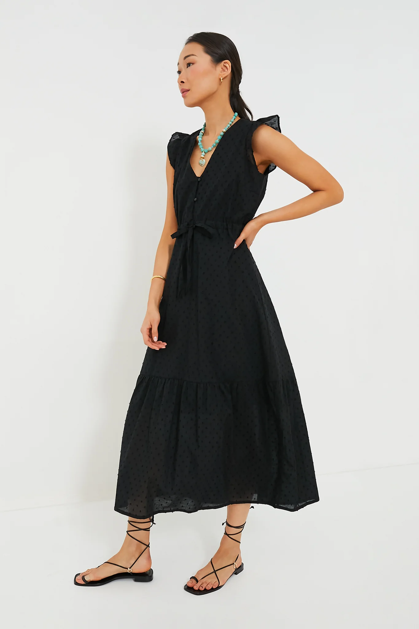 Black Swiss Dot Surya Dress - Image 3