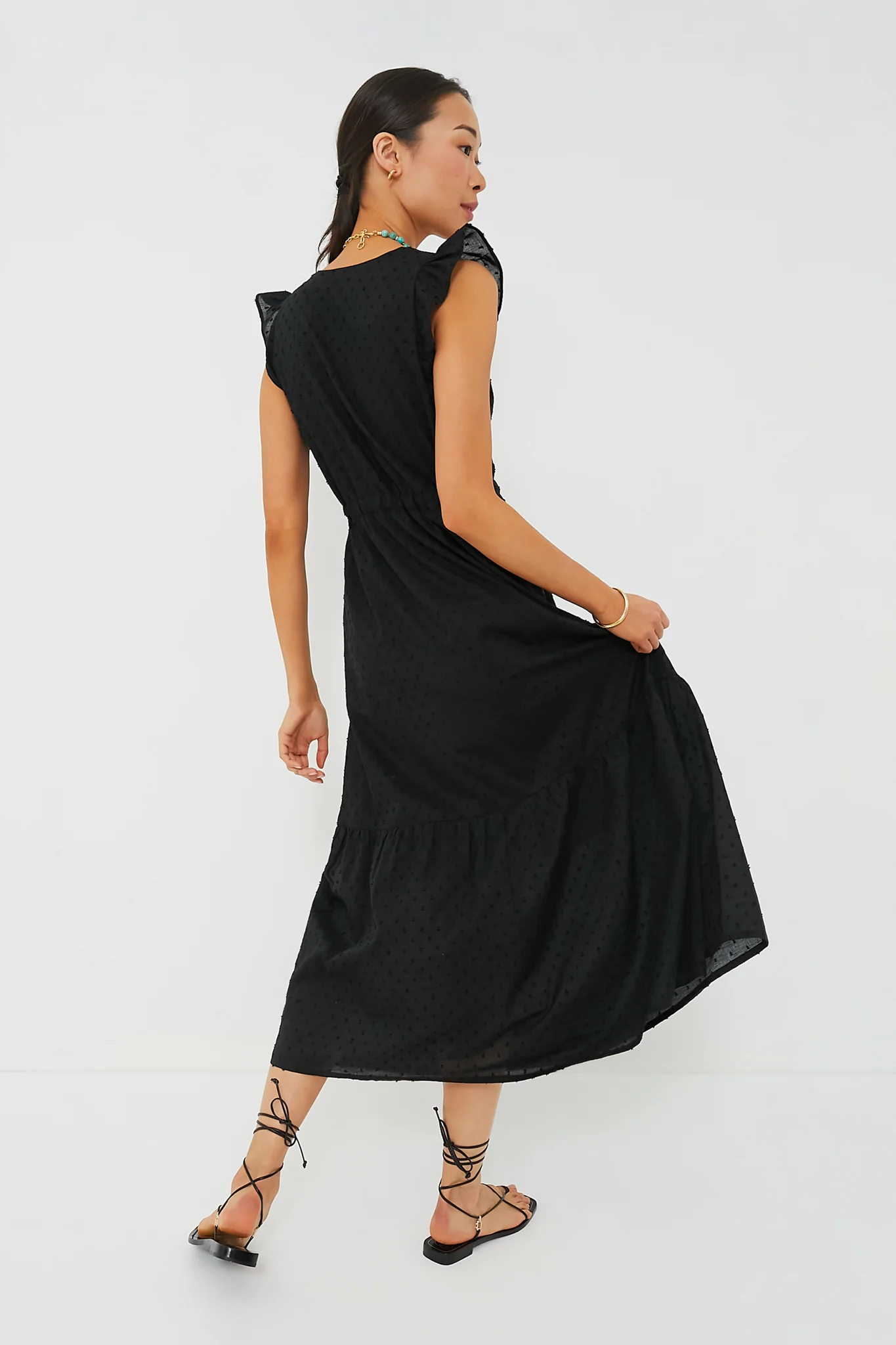 Black Swiss Dot Surya Dress - Image 4