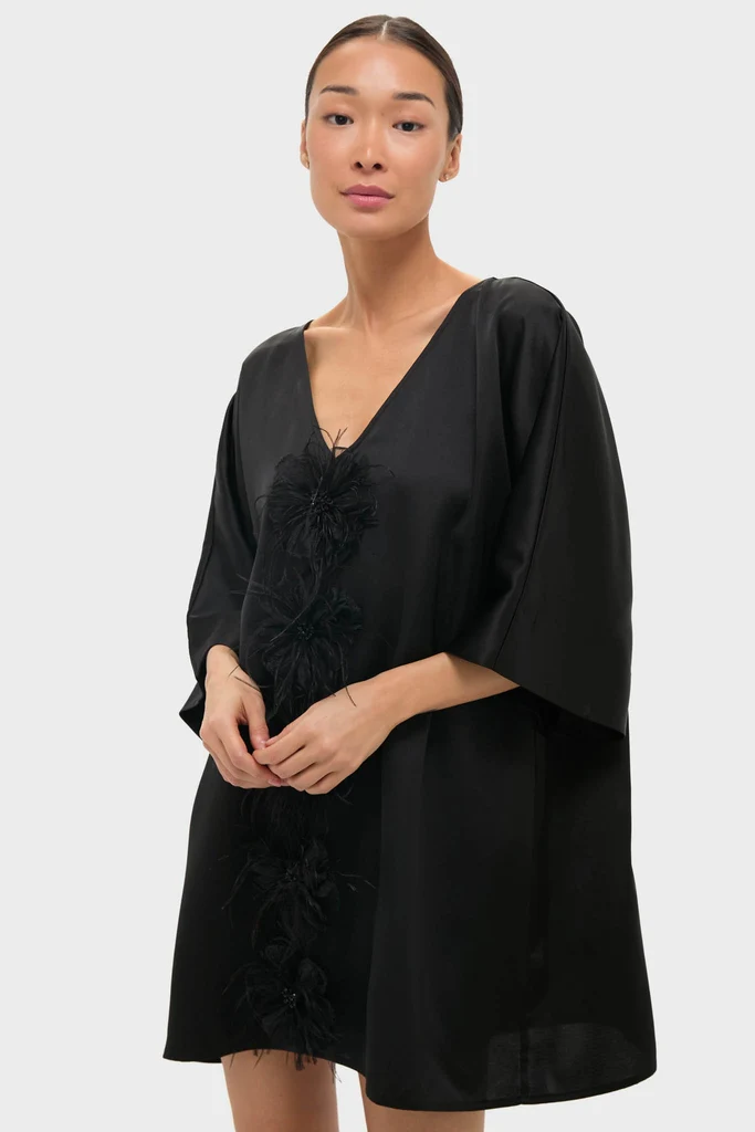 Black Satin Diane Mini Dress
