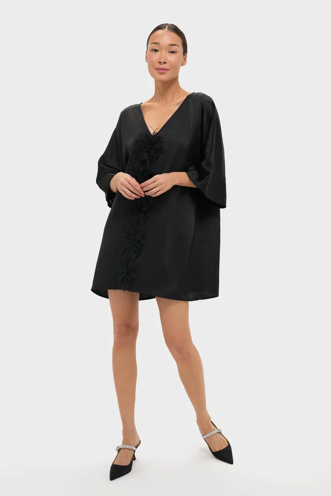 Black Satin Diane Mini Dress - Image 6