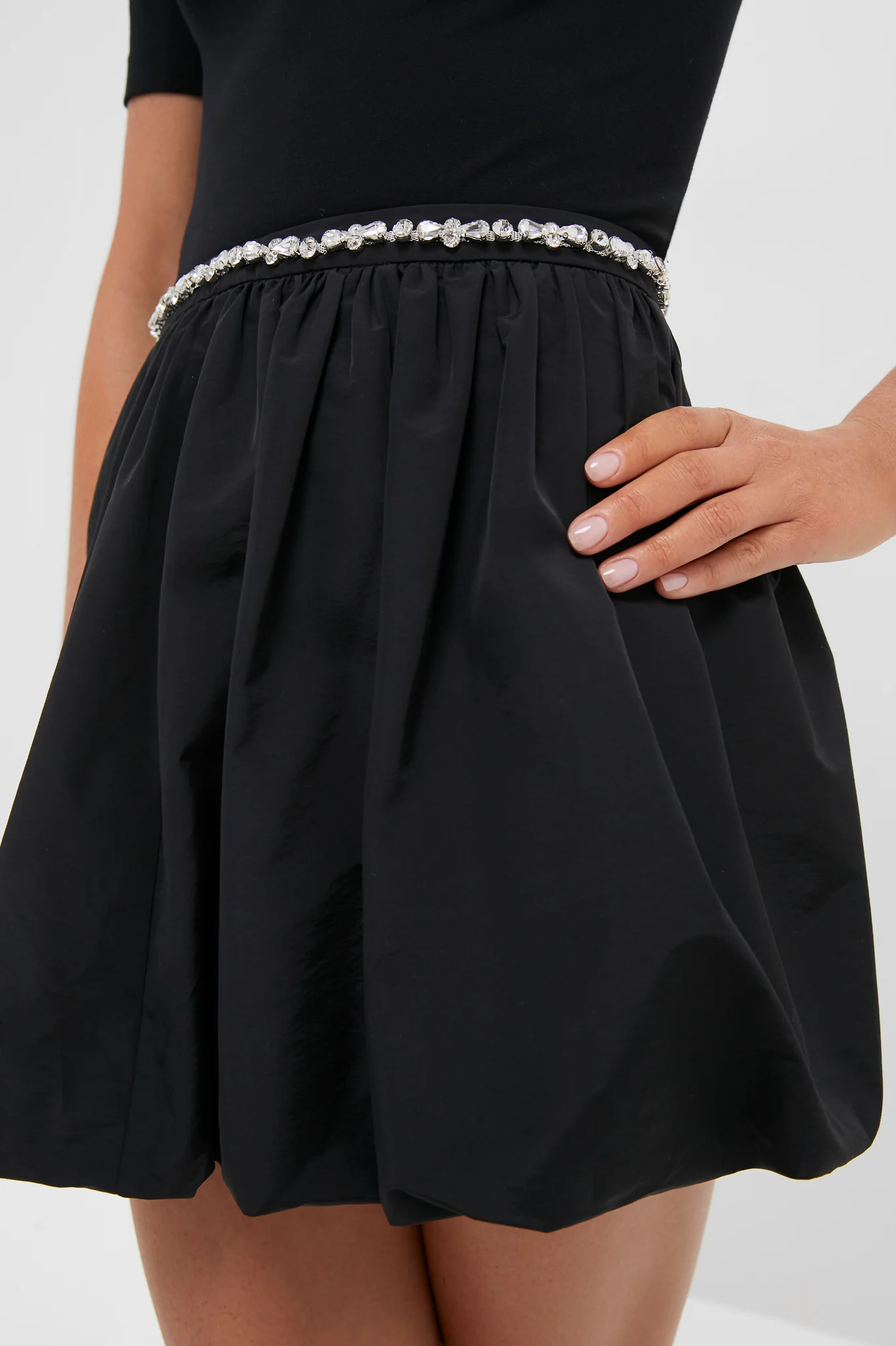 Black Taffeta Embellished Camila Mini Skirt - Image 5