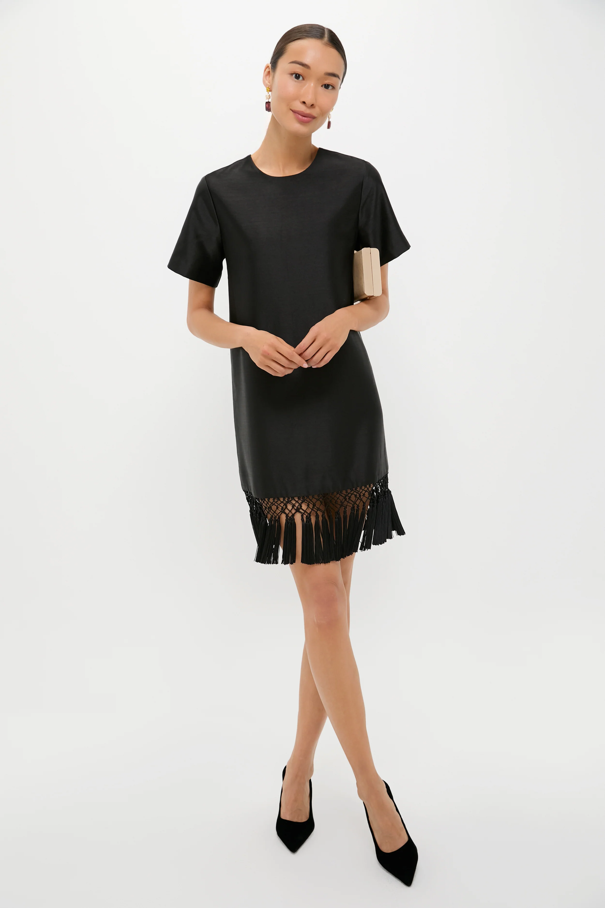 Black Dupioni Tassel Downing Dress - Image 3