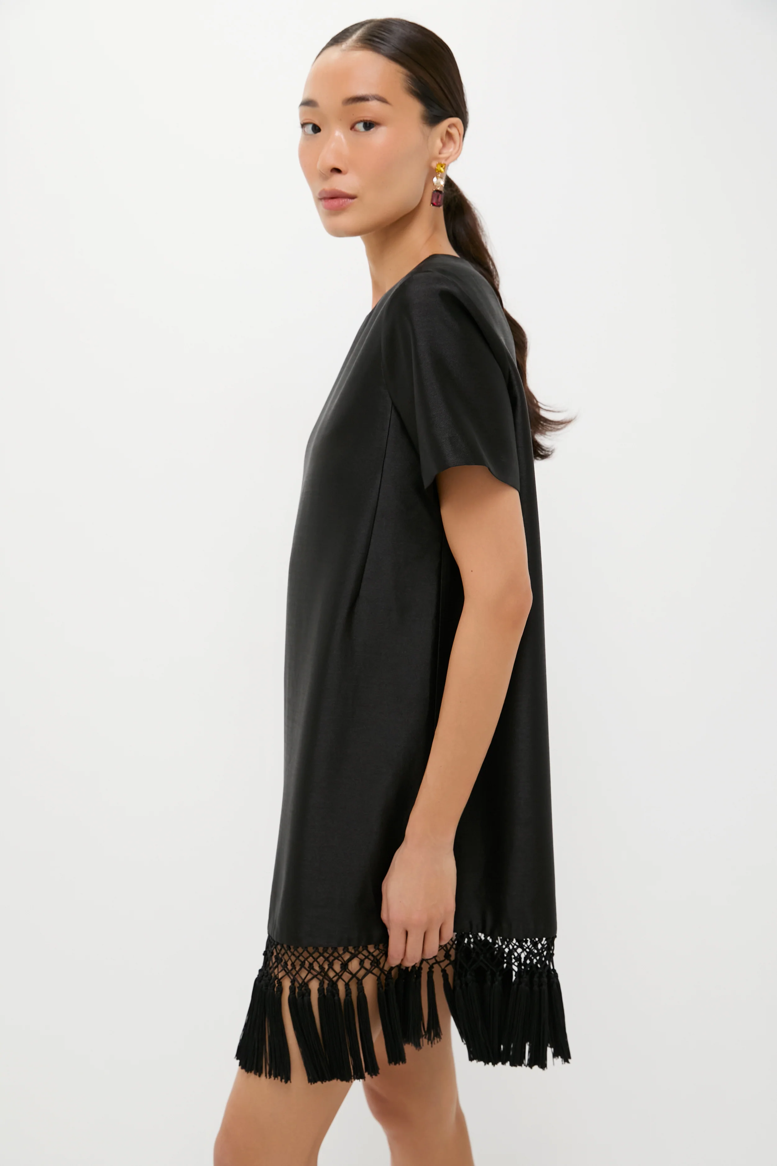 Black Dupioni Tassel Downing Dress - Image 4