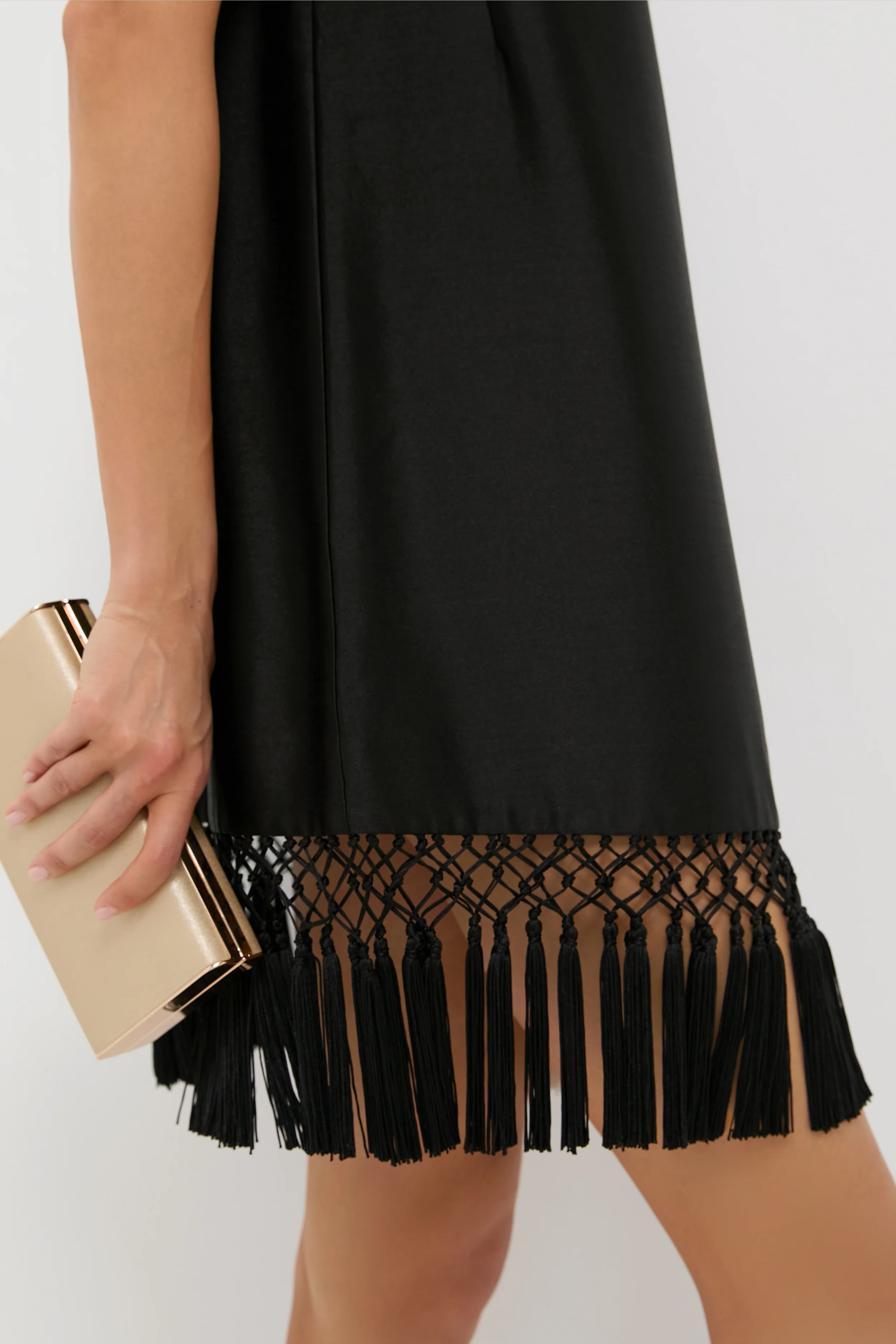 Black Dupioni Tassel Downing Dress - Image 6