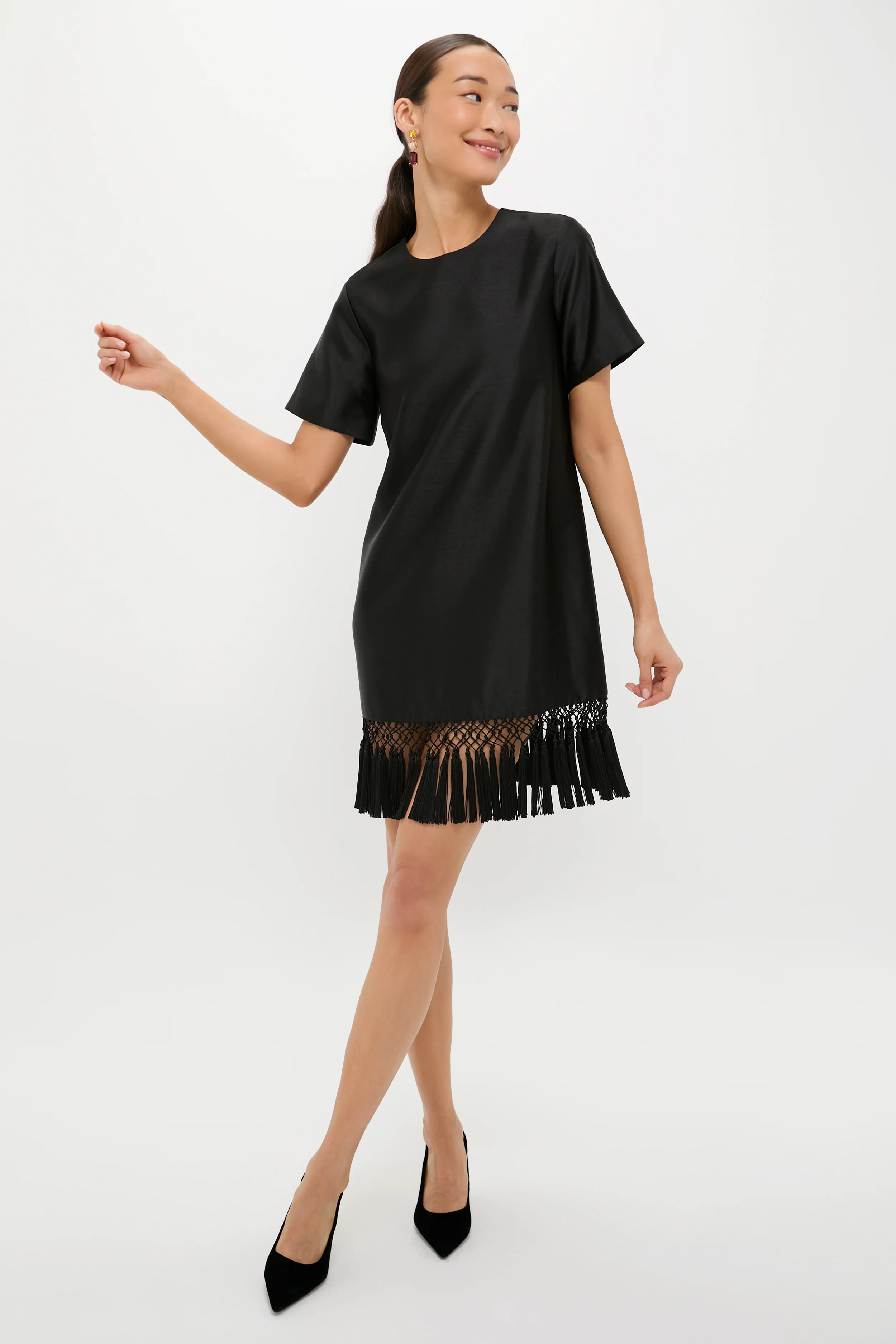 Black Dupioni Tassel Downing Dress - Image 7