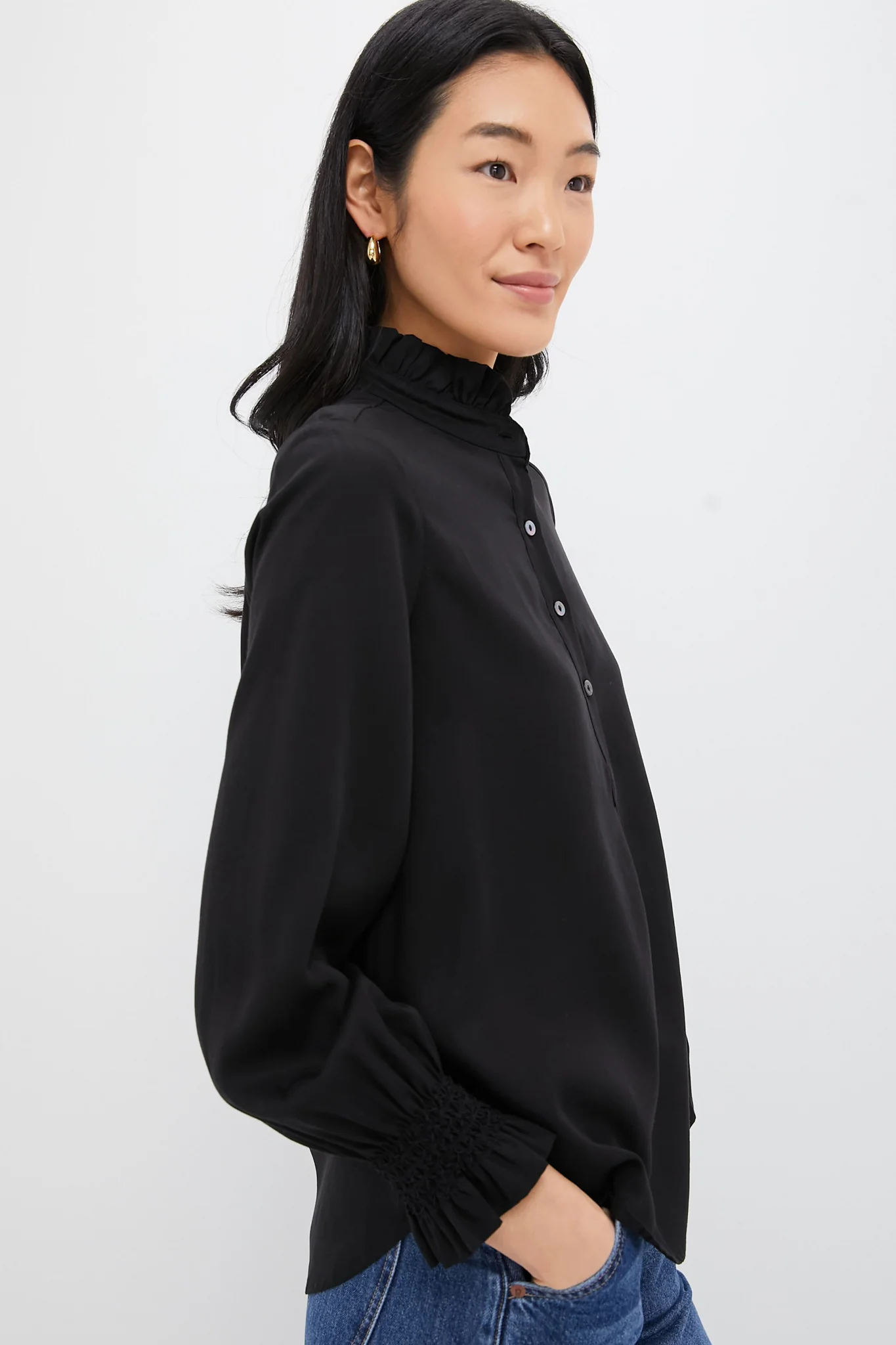 Black Teagan Popover Shirt - Image 3