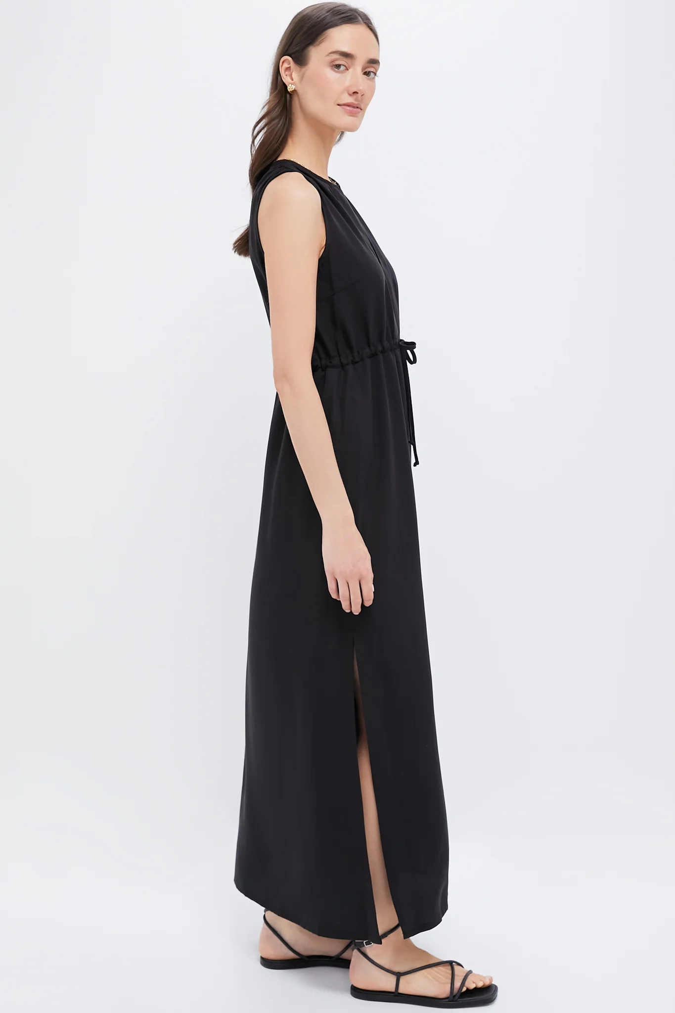 Black Tencel Grecian Keyhole Dress - Image 3