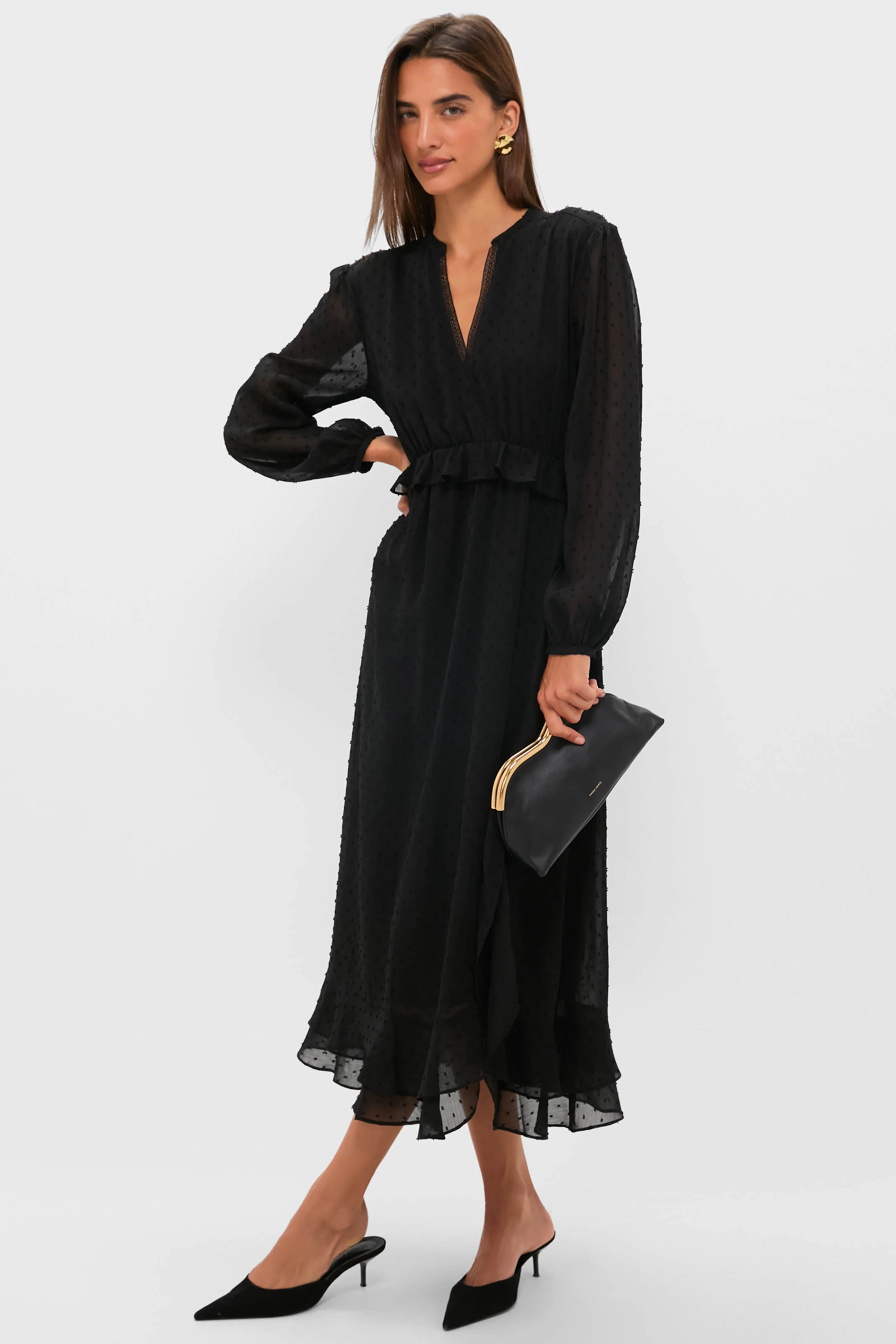 Black Textured Dot Selwyn Dress - Image 2
