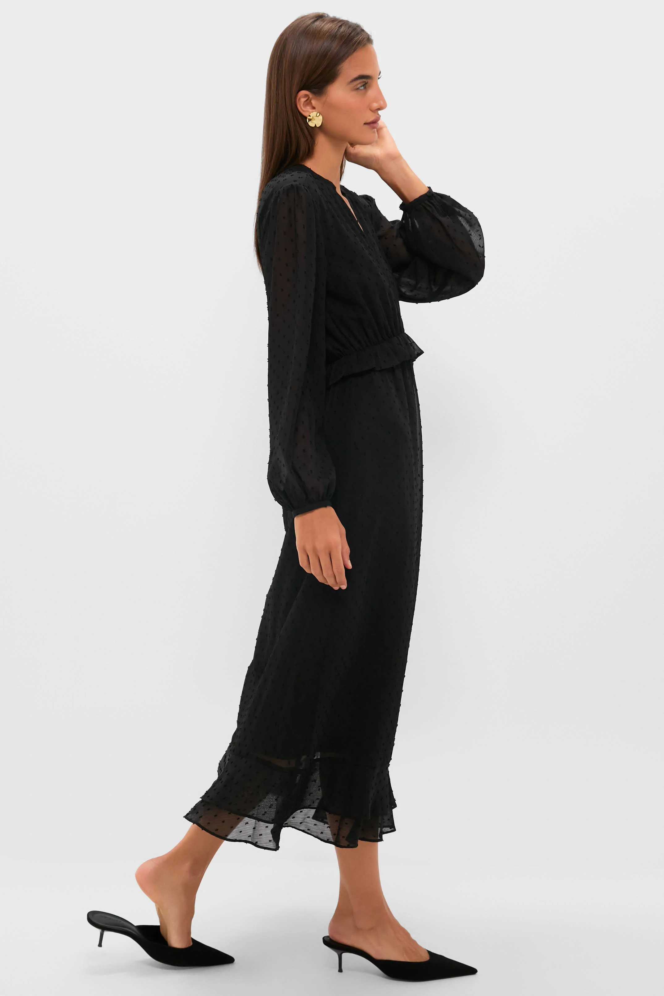 Black Textured Dot Selwyn Dress - Image 4