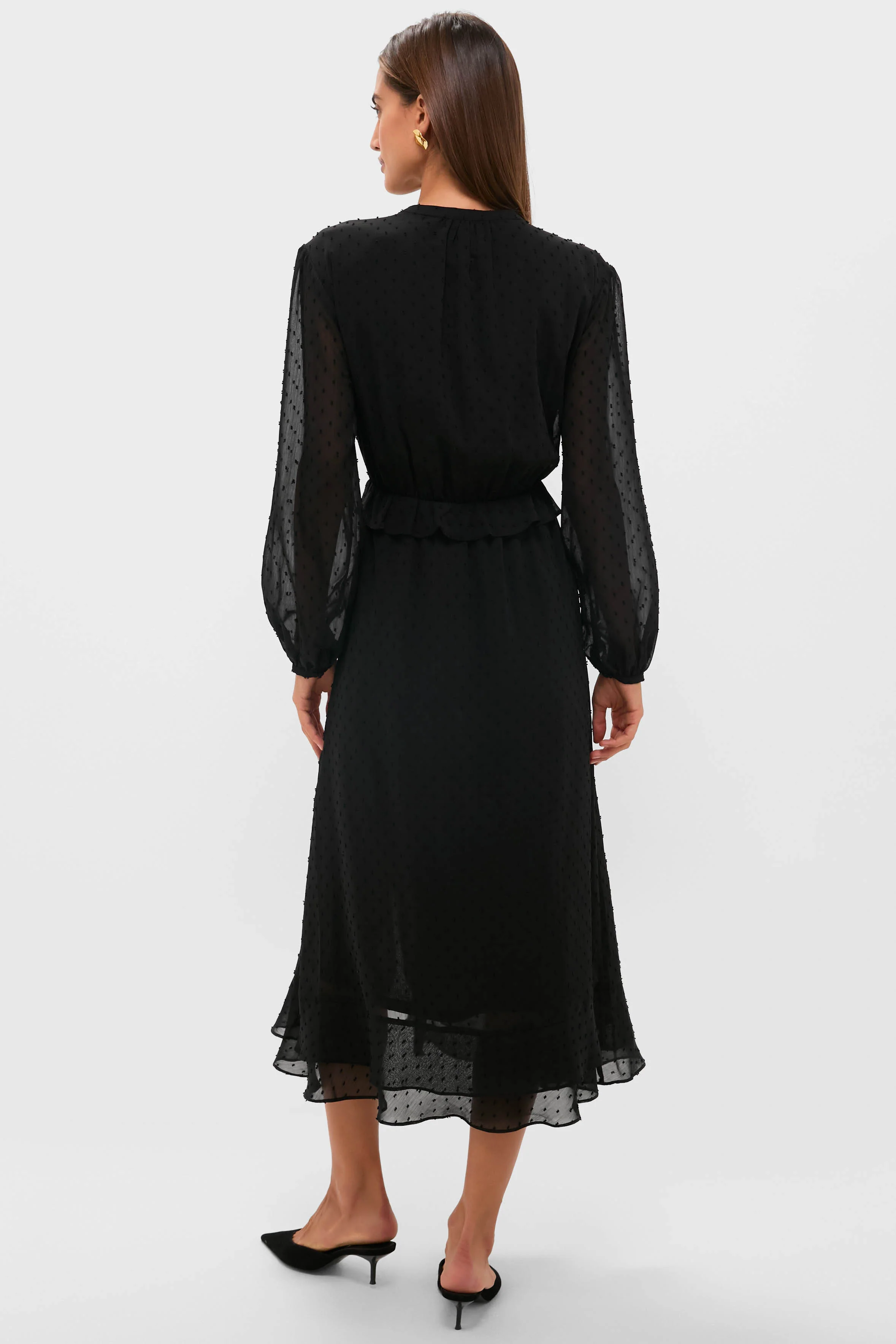 Black Textured Dot Selwyn Dress - Image 5