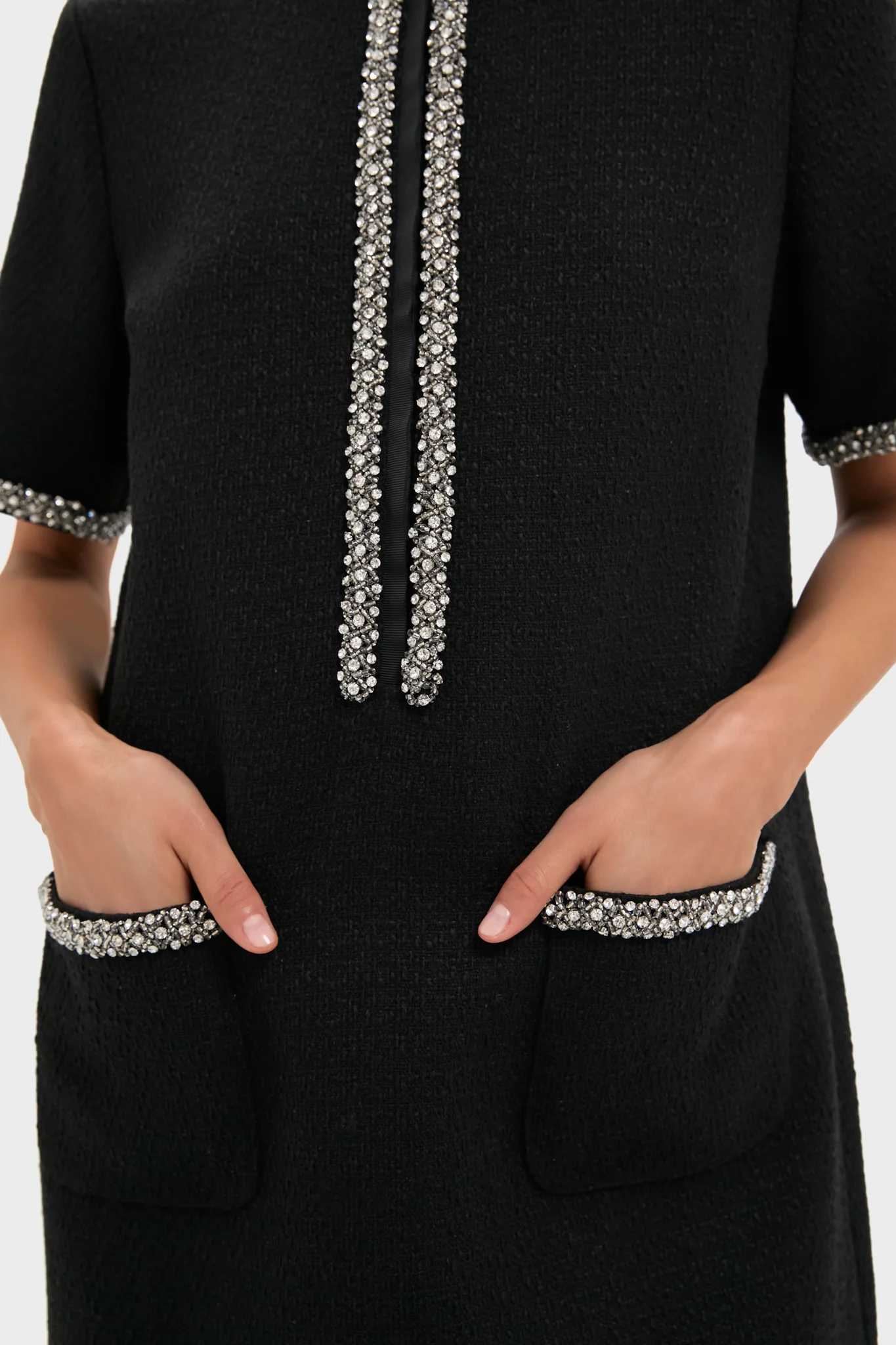 Black Tweed Embellished Ophelia Dress - Image 2