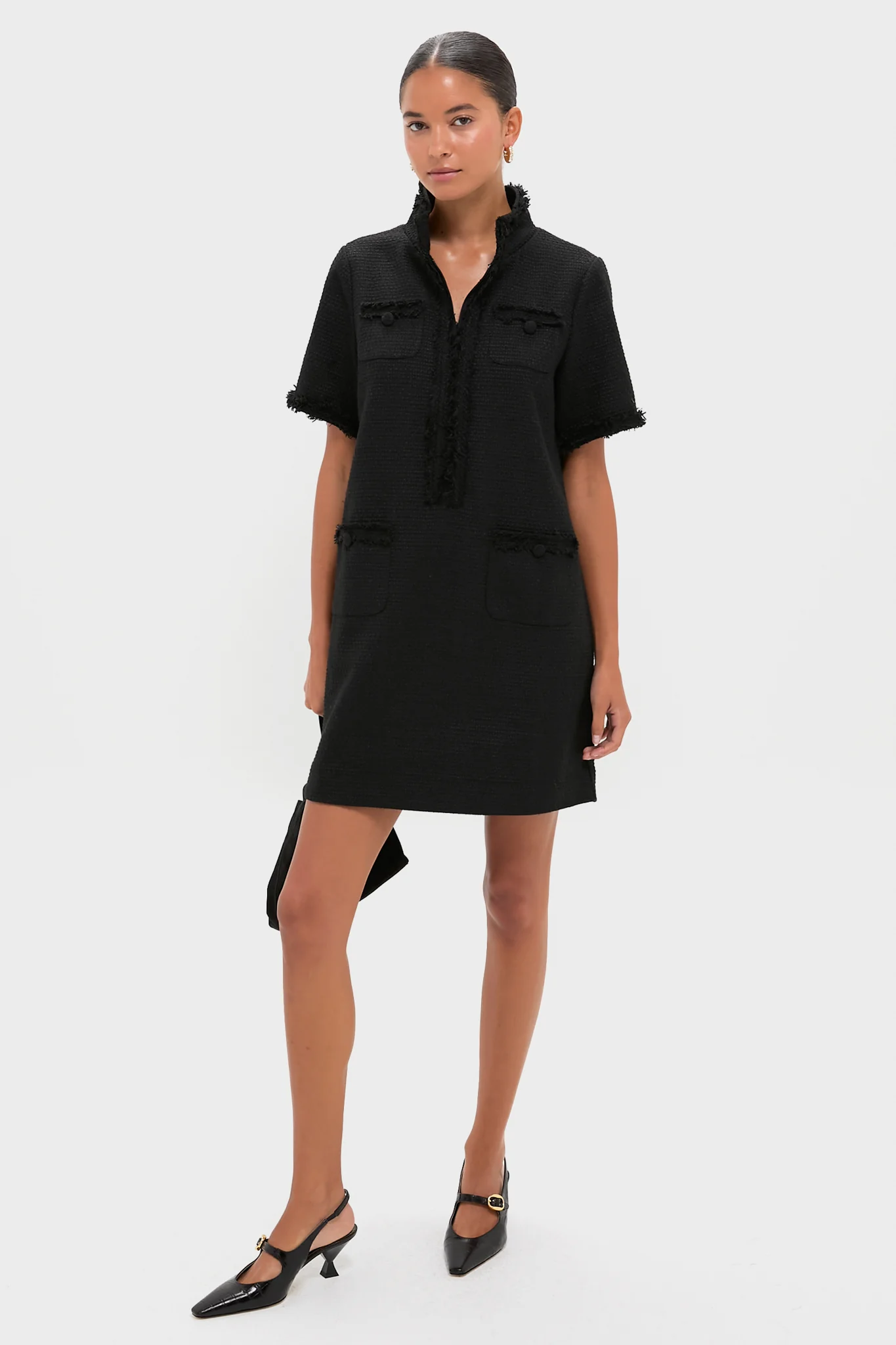 Black Tweed Ophelia Dress - Image 2