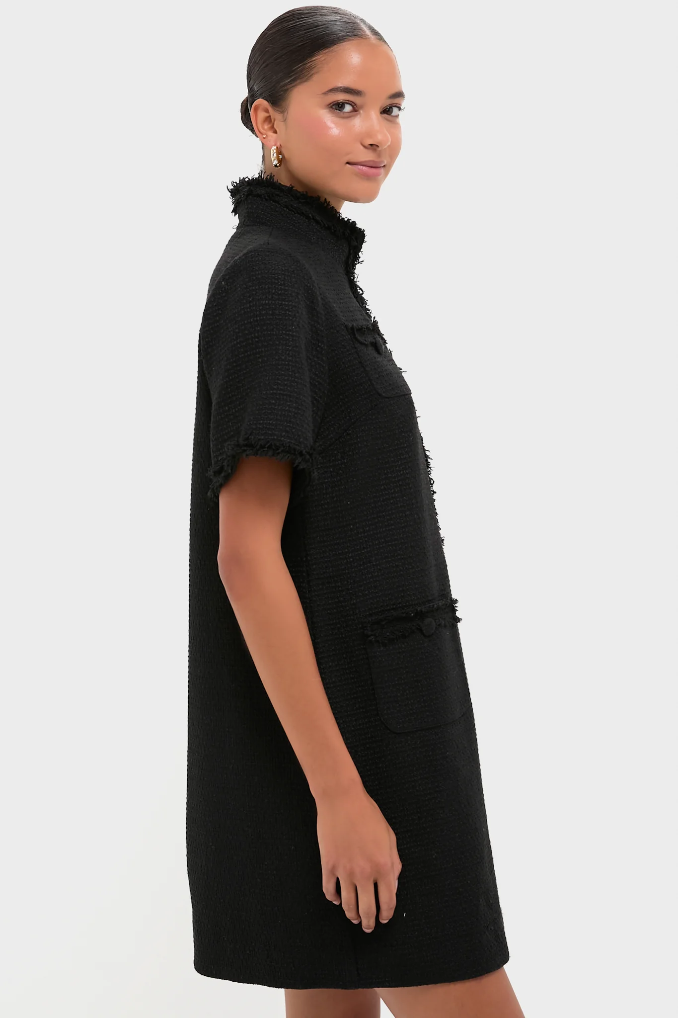Black Tweed Ophelia Dress - Image 3