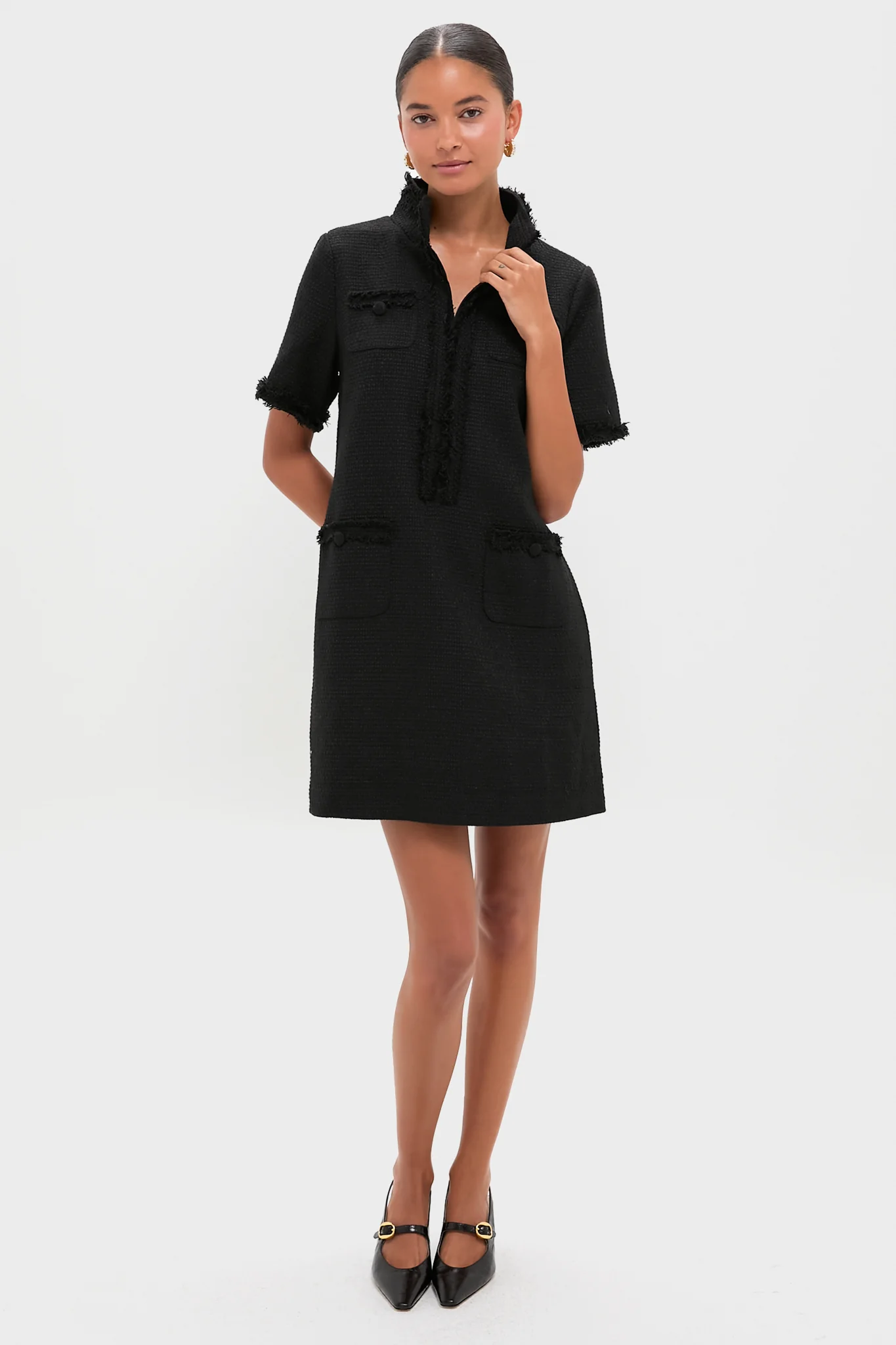 Black Tweed Ophelia Dress - Image 6