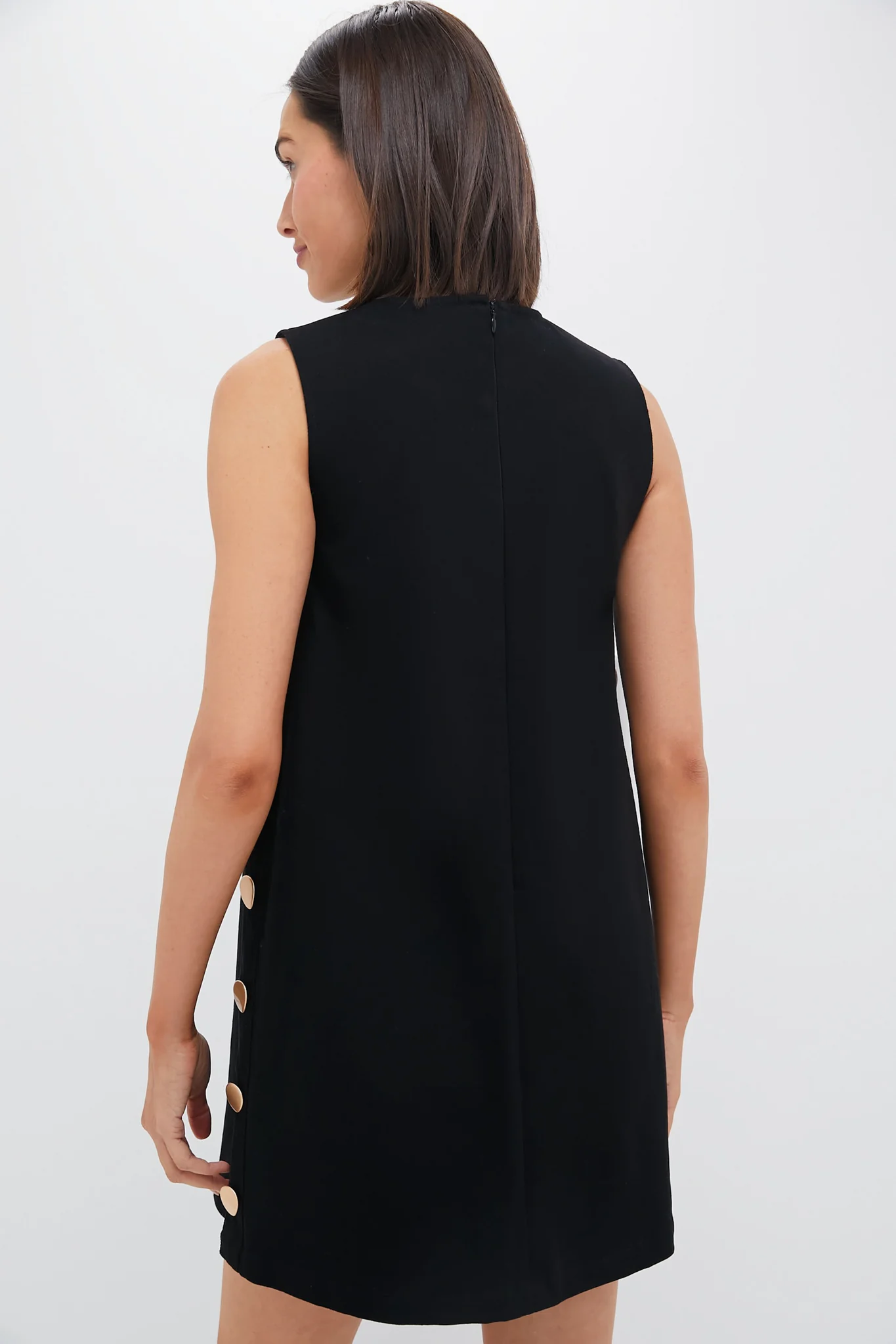 Black Twill Button Bitsy Dress - Image 4