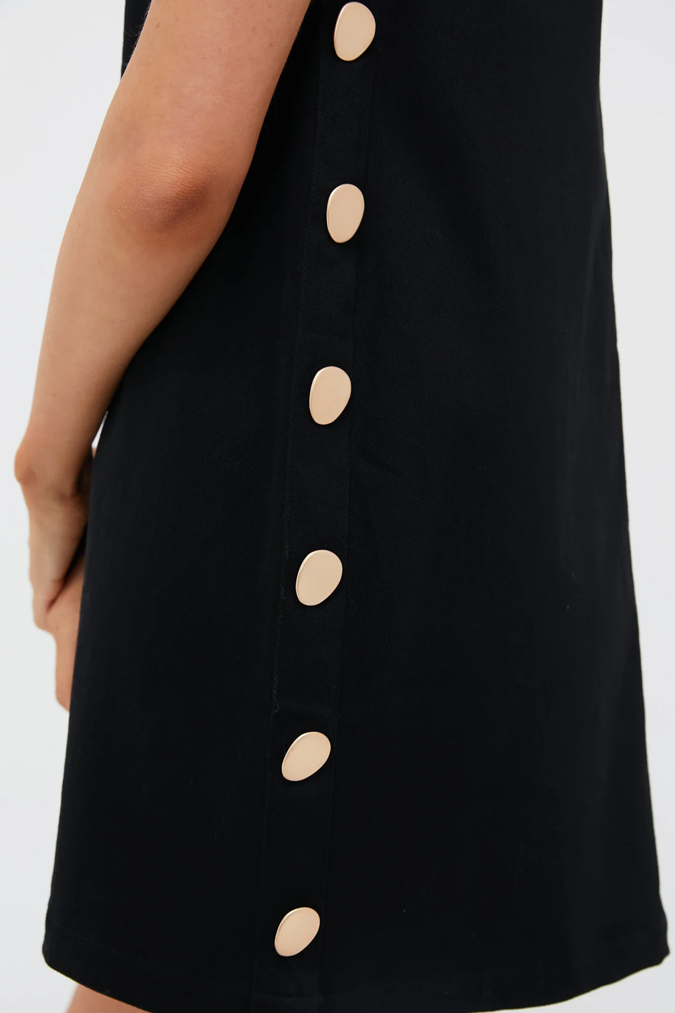 Black Twill Button Bitsy Dress - Image 5