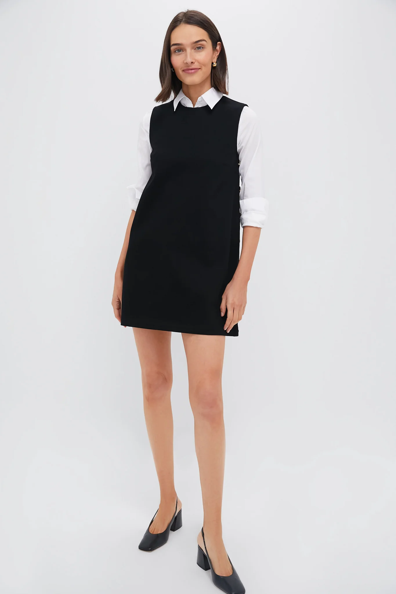 Black Twill Button Bitsy Dress - Image 7