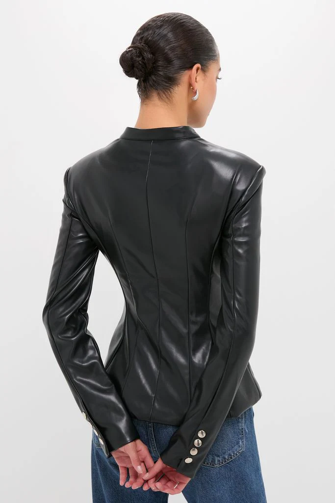 Black Vegan Leather Military Jacket - Image 4