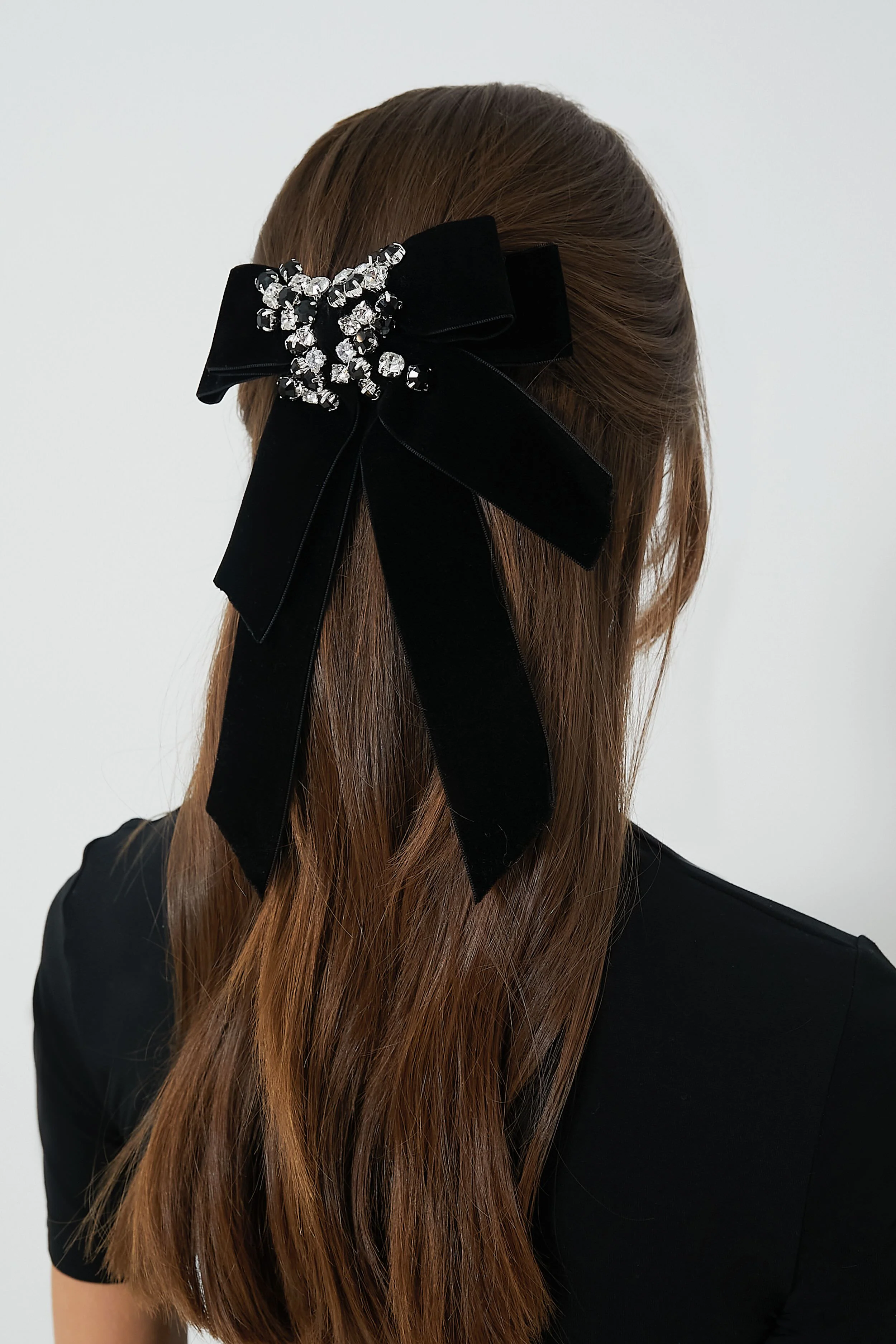 Black Velvet and Crystal Beth Bow - Image 2