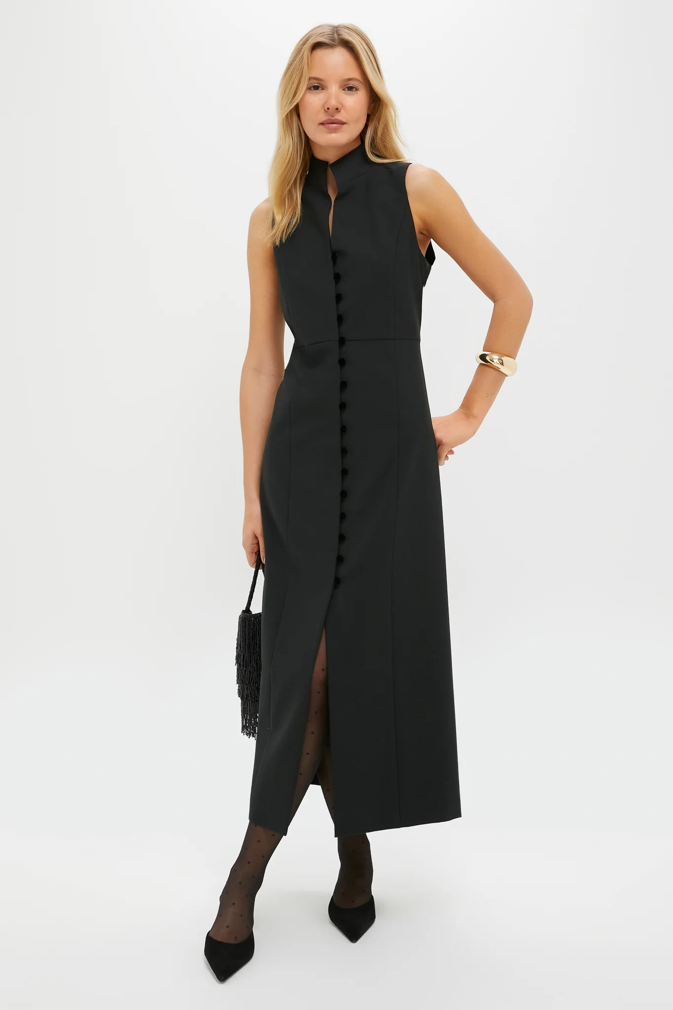 Black Velvet Button Leighton Dress - Image 2