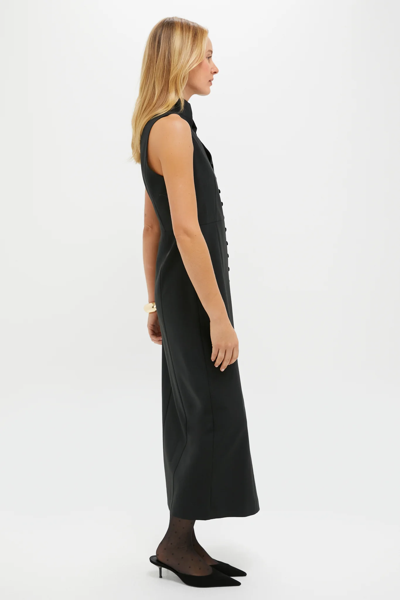 Black Velvet Button Leighton Dress - Image 3