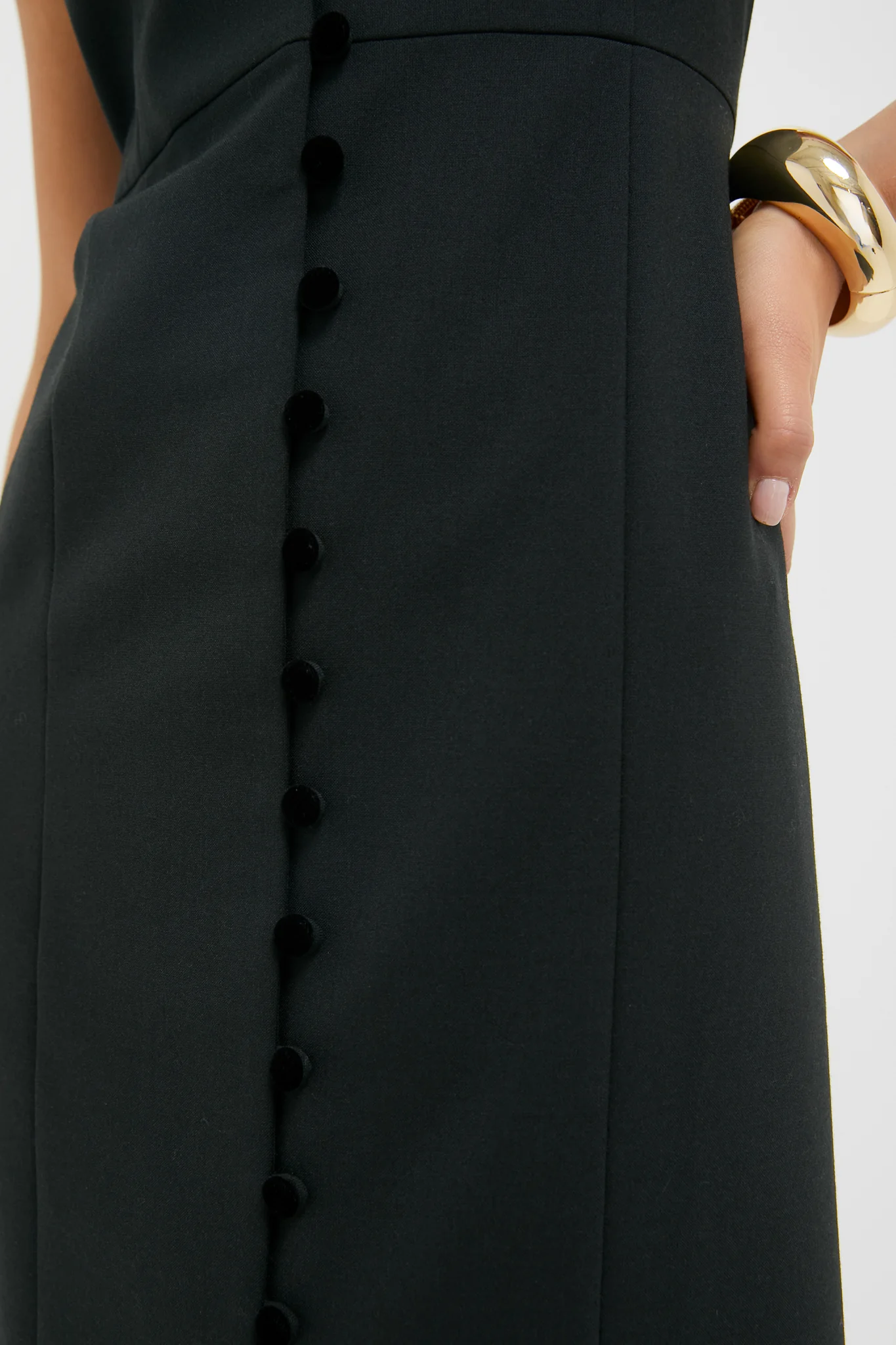 Black Velvet Button Leighton Dress - Image 5