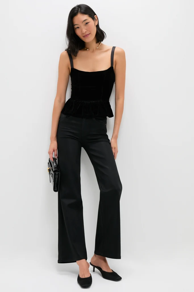 Black Velvet Jour Peplum Top - Image 2