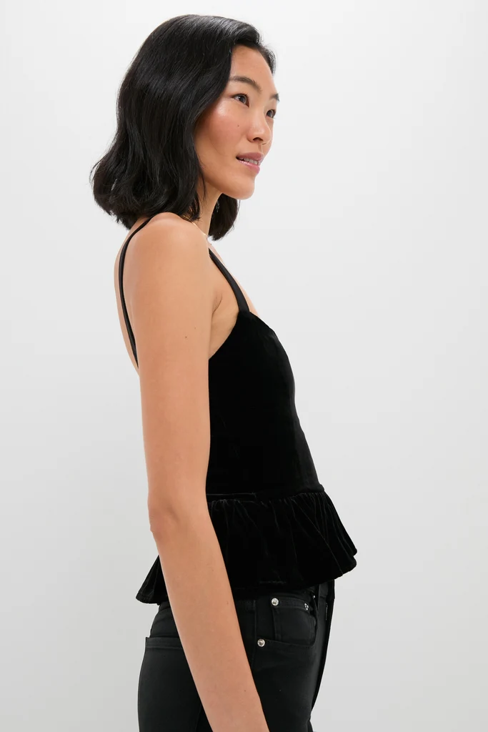 Black Velvet Jour Peplum Top - Image 3