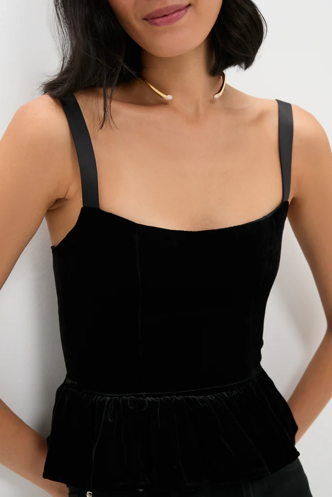 Black Velvet Jour Peplum Top - Image 5