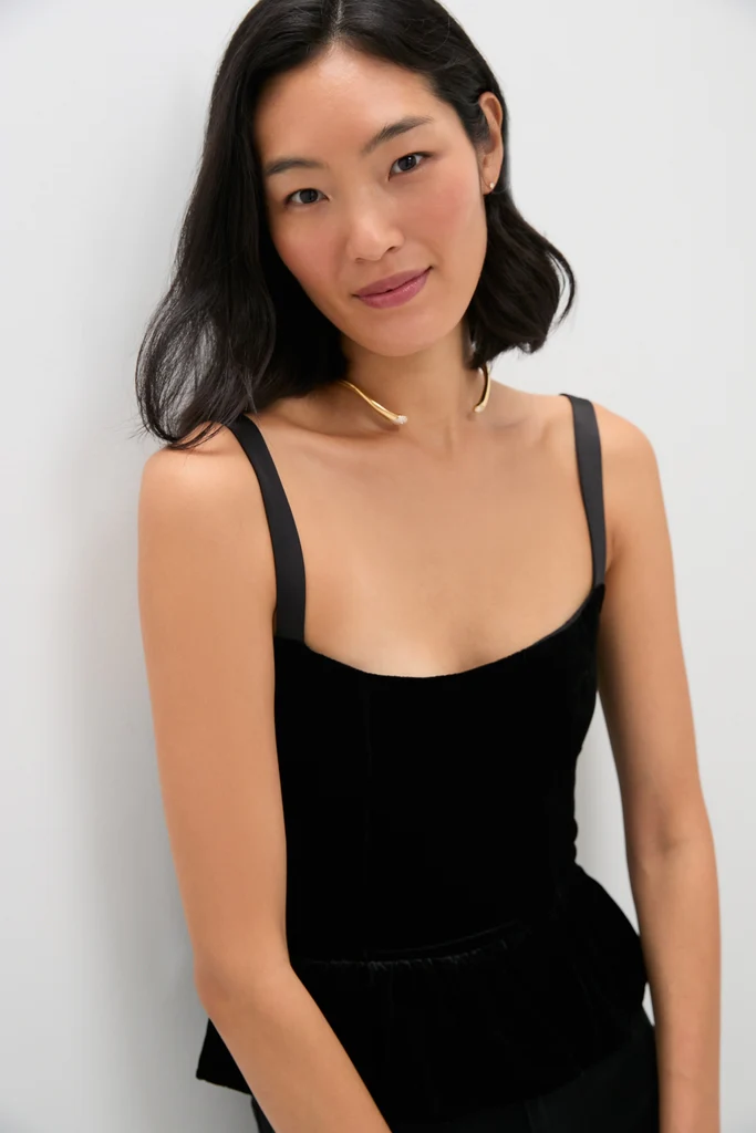 Black Velvet Jour Peplum Top - Image 6