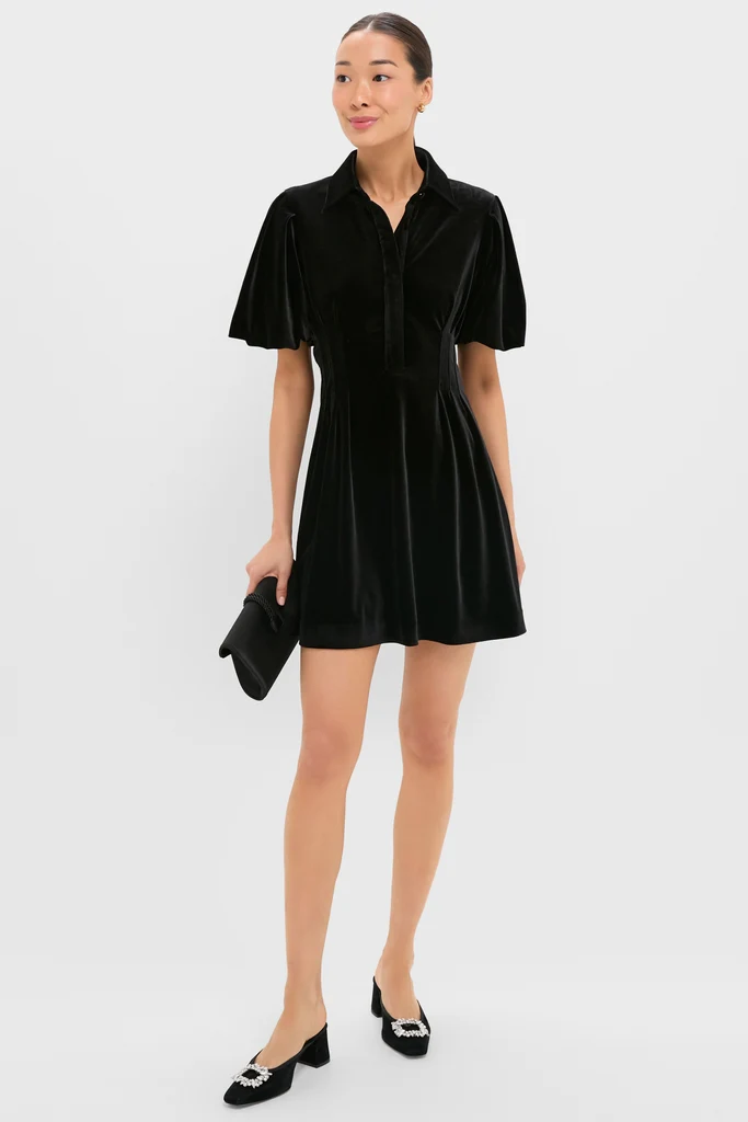 Black Velvet Mini Delaney Dress - Image 2
