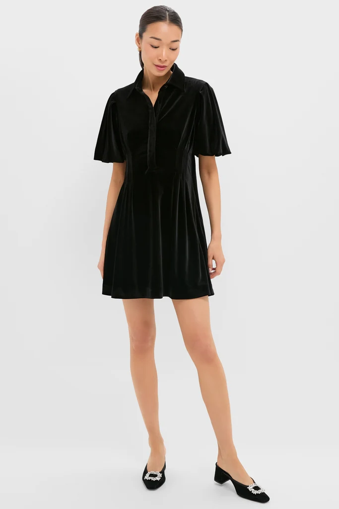 Black Velvet Mini Delaney Dress - Image 6