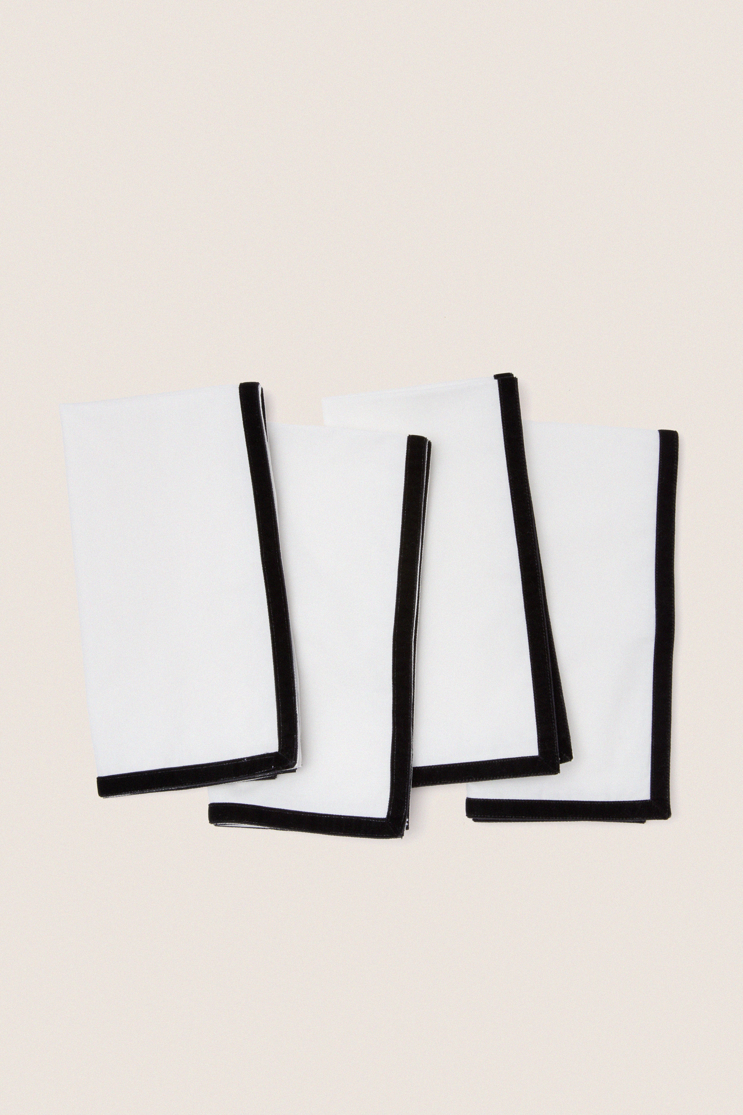 Black Velvet Trim Napkins Set of 4 - Image 3