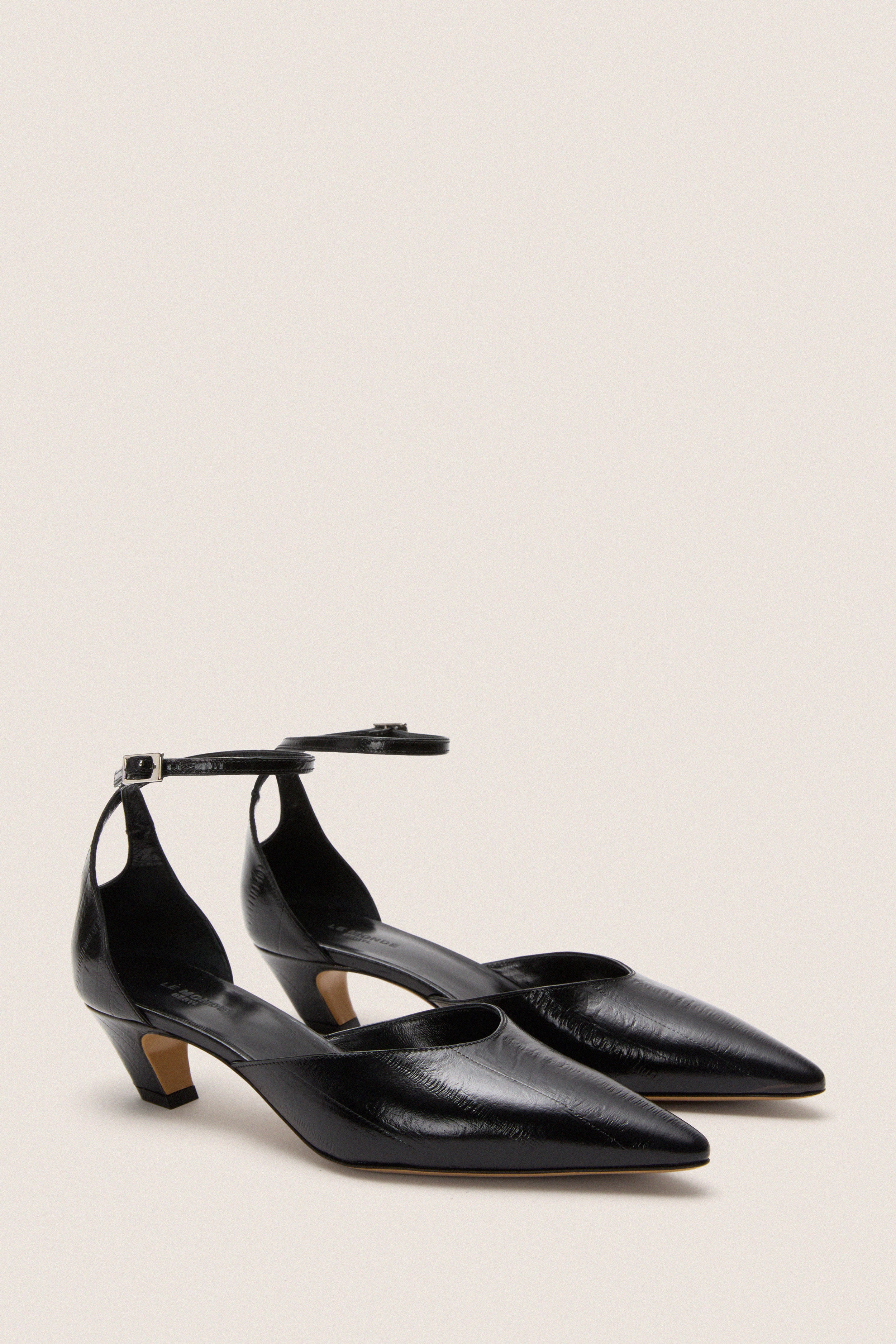 Black Victoria Kitten Heels - Image 4