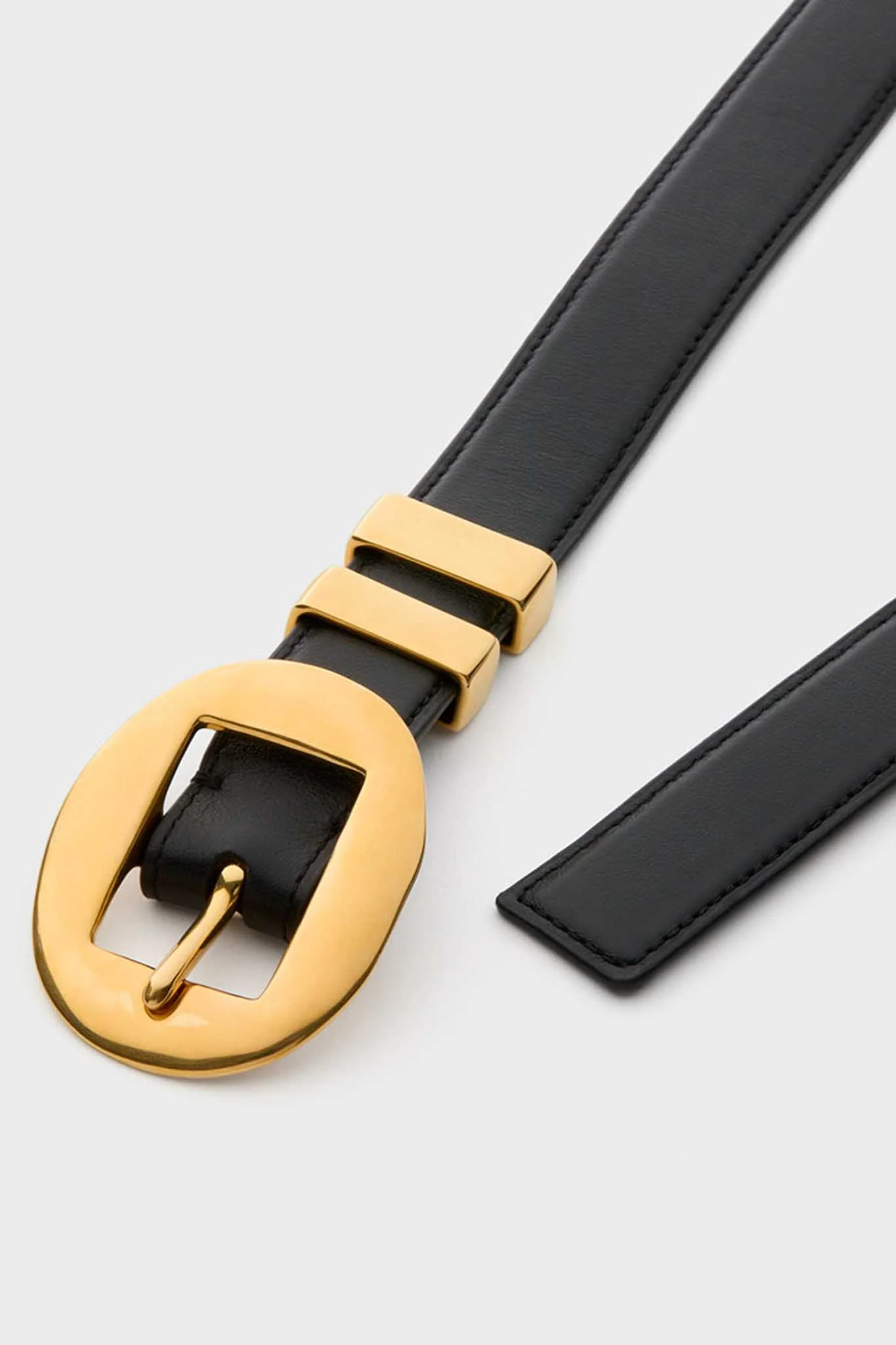 Black Vintage Brass Buckle Belt - Image 4