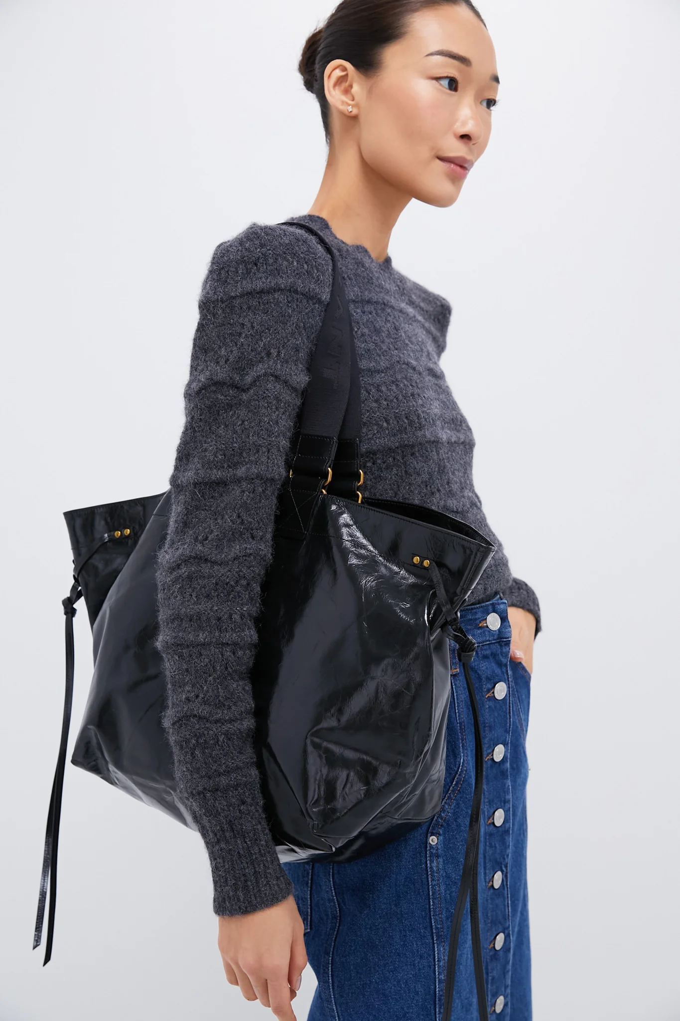 Black Wardy Leather Bag - Image 2