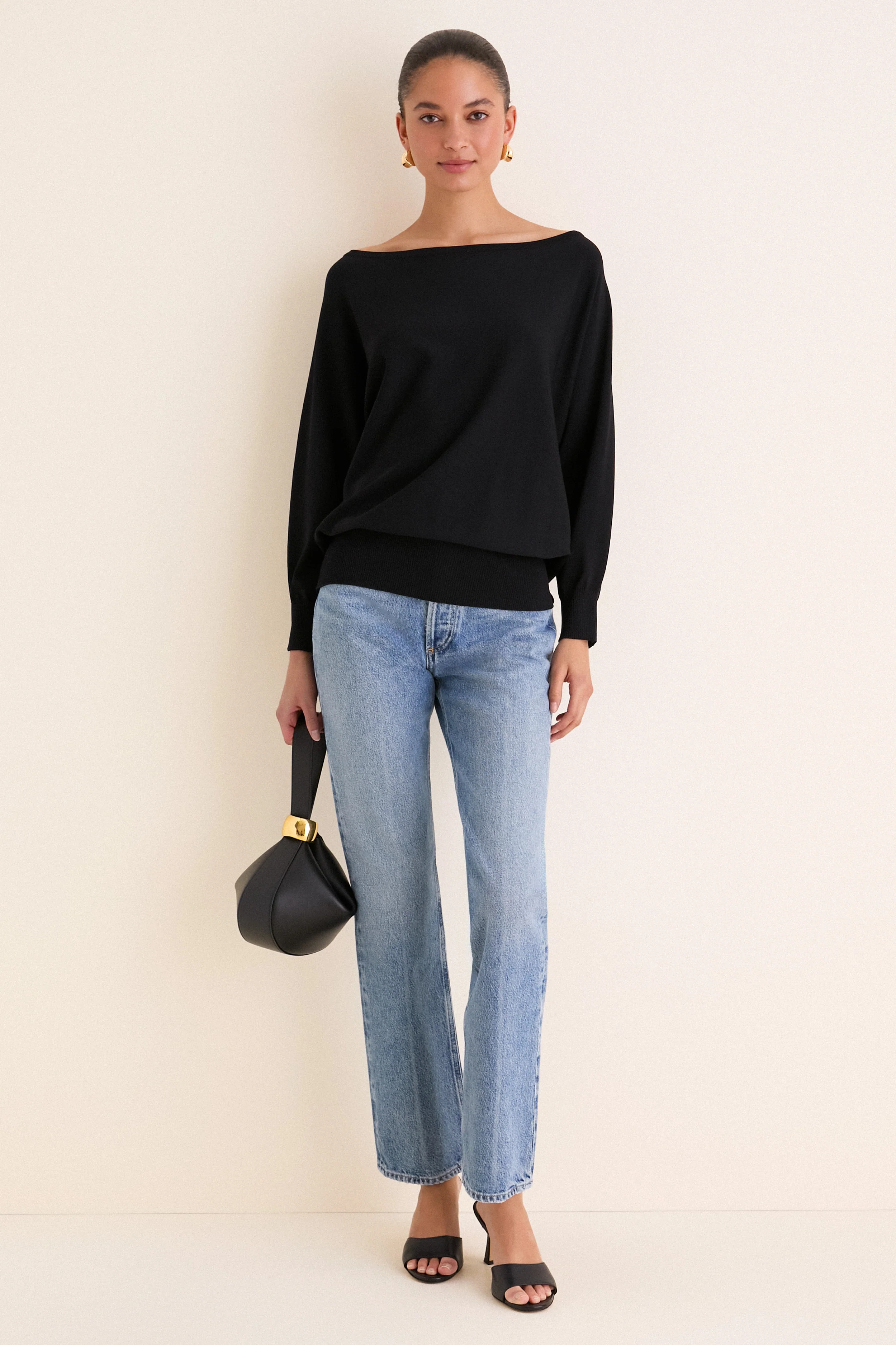 Black Wide Neck Valencia Sweater - Image 2