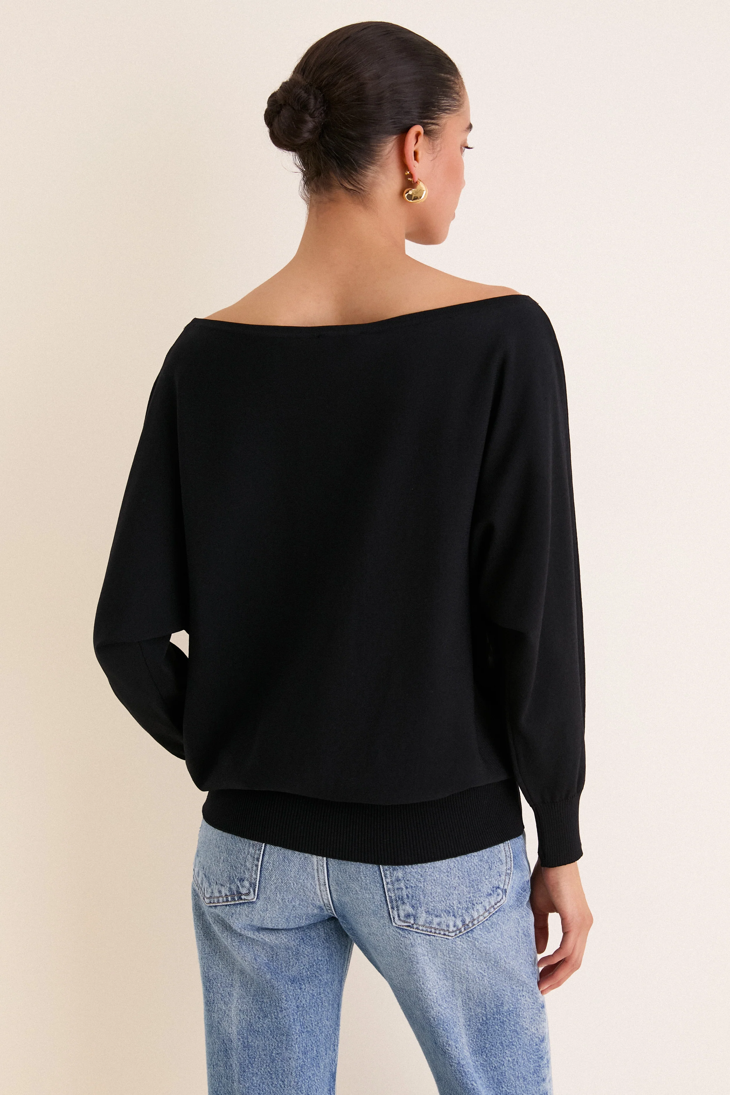 Black Wide Neck Valencia Sweater - Image 4