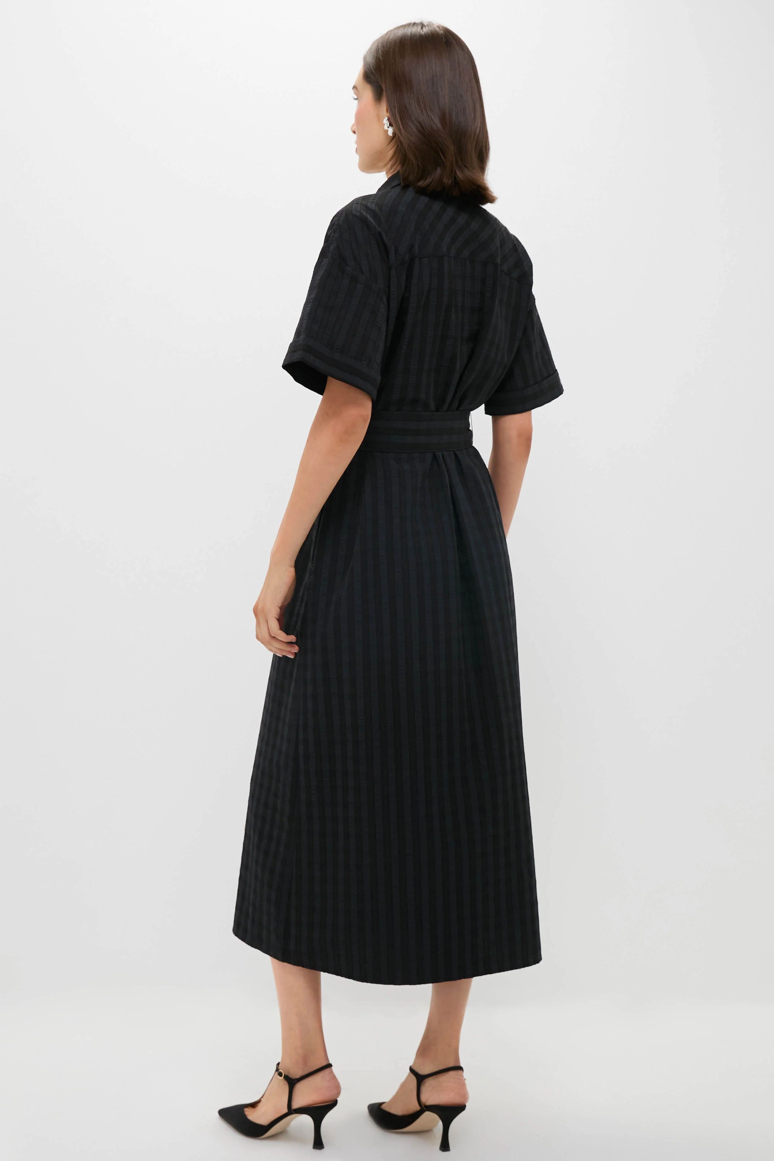 Black Windowpane Seersucker Zacara Dress - Image 4